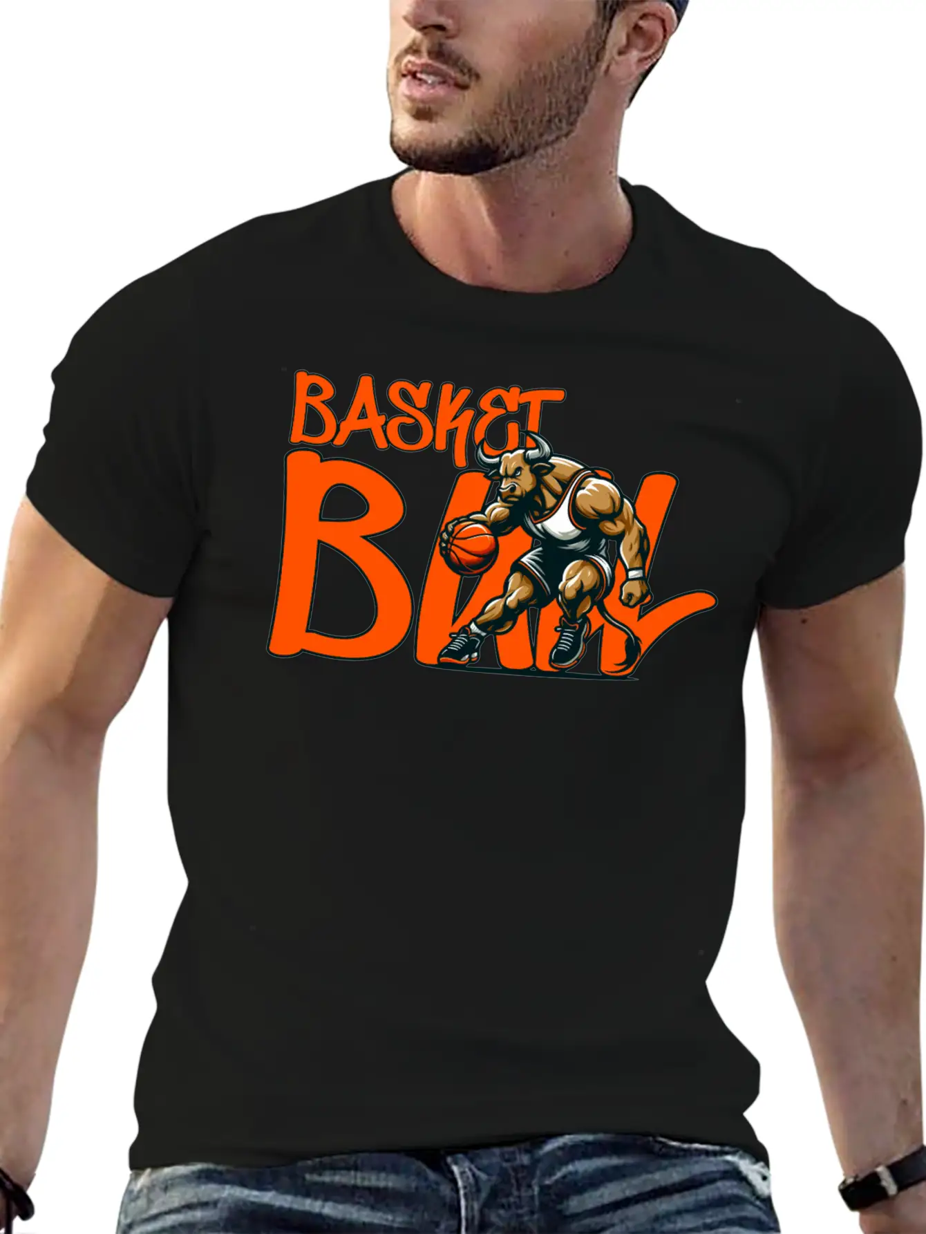 Basket(BULL) Design Stylish Everyday T-Shirt – Unisex Basic Cotton Tee