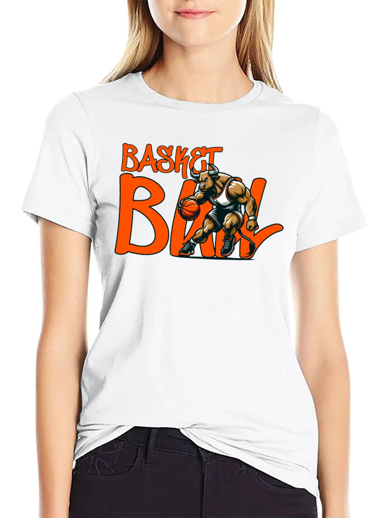 Basket(BULL) Design Stylish Everyday T-Shirt – Unisex Basic Cotton Tee