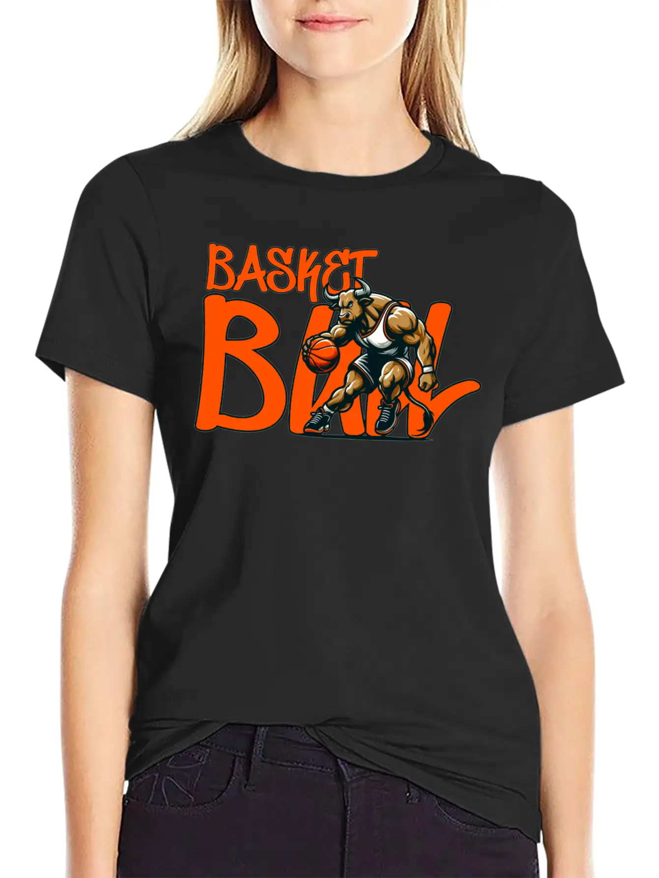 Basket(BULL) Design Stylish Everyday T-Shirt – Unisex Basic Cotton Tee