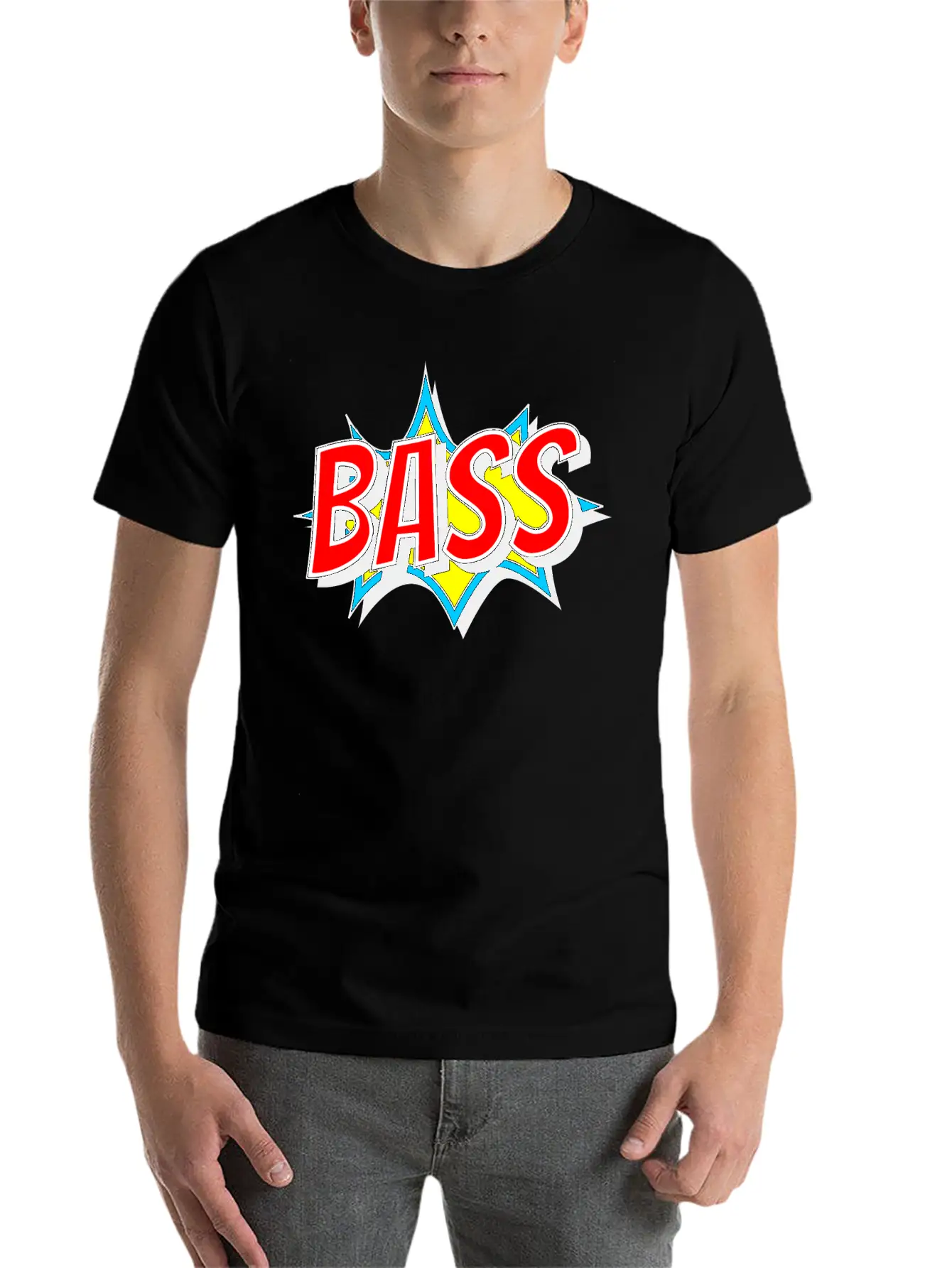 BASS As Comic Bang - Bass Has To Be Loud Unisex Short Sleeve Soft Cotton T-Shirt – Casual Everyday Wear