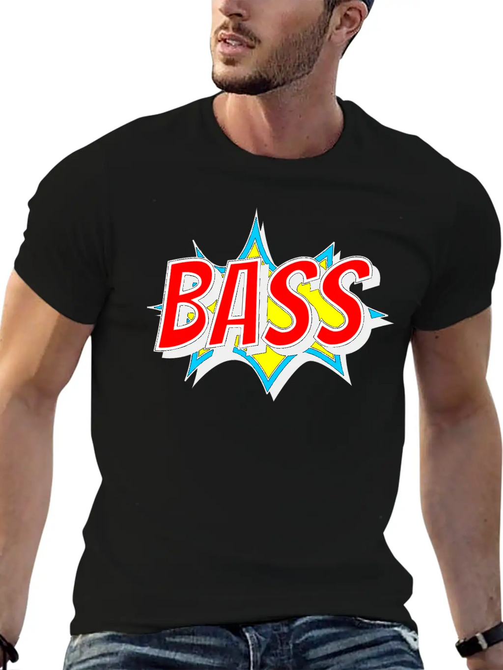 BASS As Comic Bang - Bass Has To Be Loud Unisex Short Sleeve Soft Cotton T-Shirt – Casual Everyday Wear