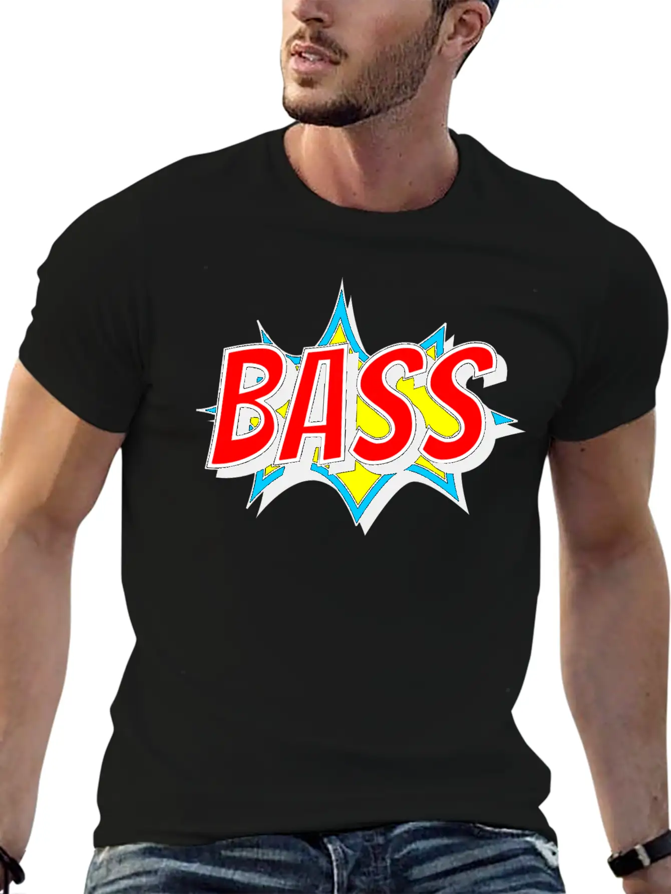 BASS As Comic Bang - Bass Has To Be Loud Unisex Short Sleeve Soft Cotton T-Shirt – Casual Everyday Wear