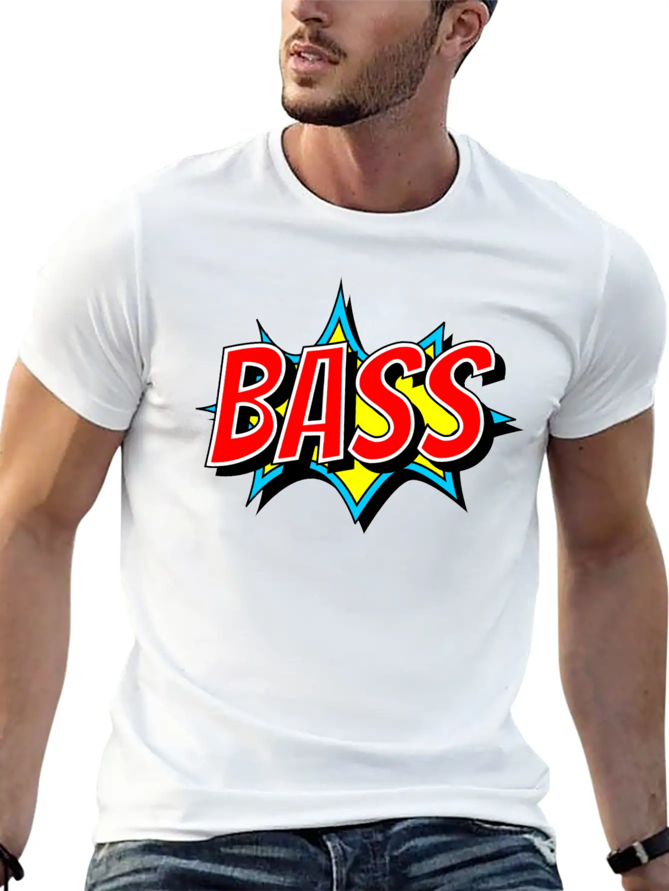 BASS As Comic Bang - Bass Has To Be Loud Unisex Short Sleeve Soft Cotton T-Shirt – Casual Everyday Wear