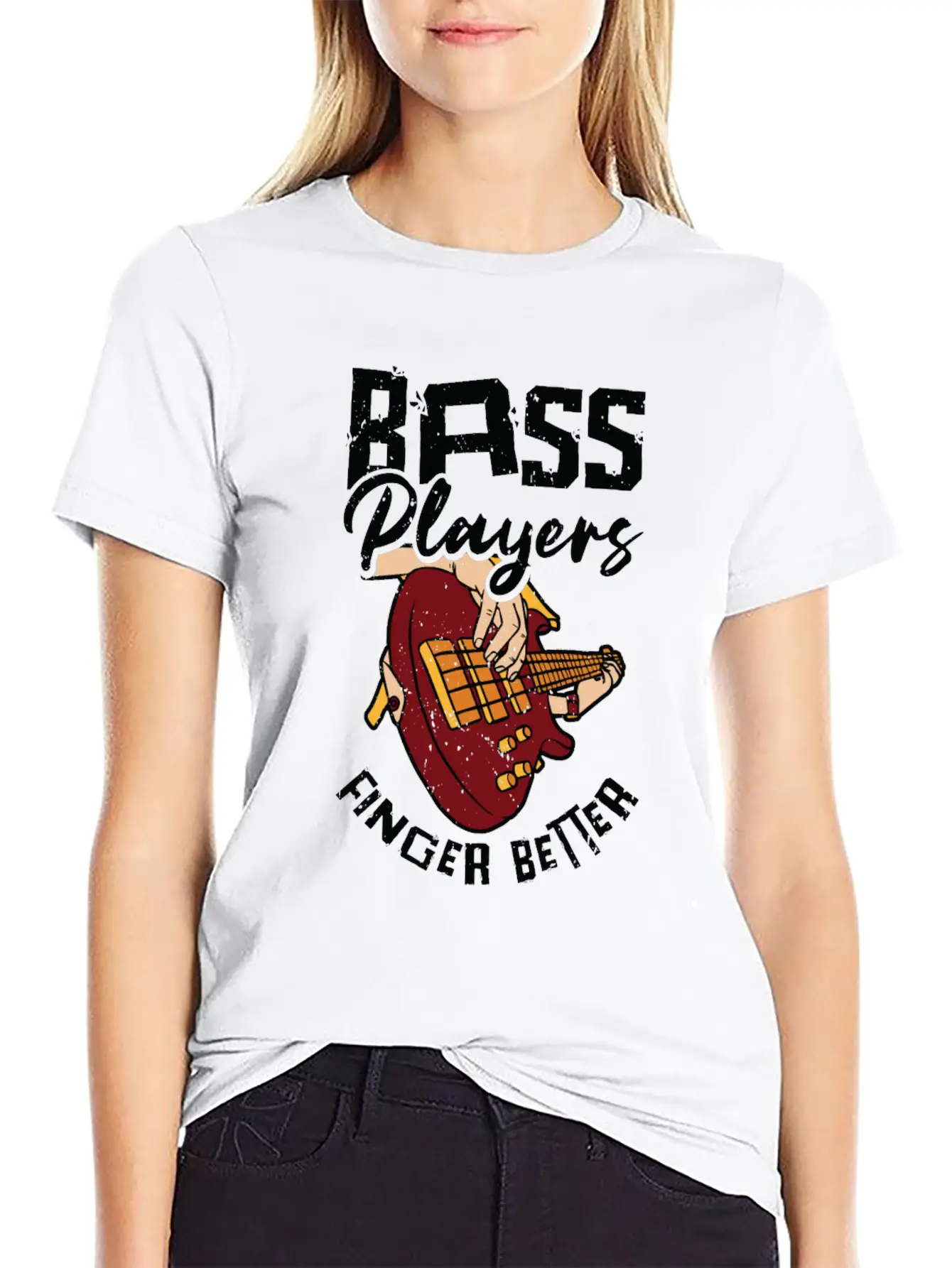 Bass Player Finger Bass Guitar Musician Unisex Short Sleeve Soft Cotton T-Shirt – Casual Everyday Wear