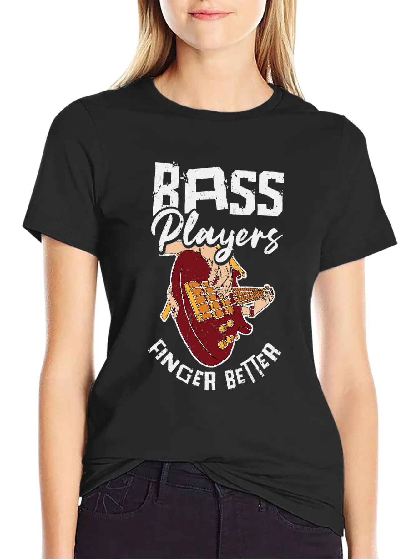 Bass Player Finger Bass Guitar Musician Unisex Short Sleeve Soft Cotton T-Shirt – Casual Everyday Wear