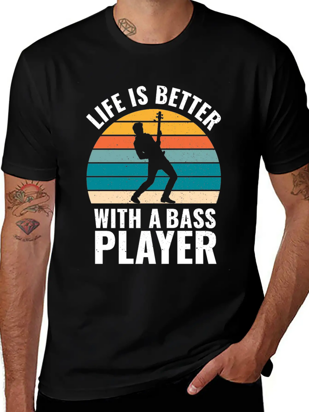 BASSIST QUOTE LIFE IS BETTER WITH A BASS PLAYER Unisex Short Sleeve Soft Cotton T-Shirt – Casual Everyday Wear