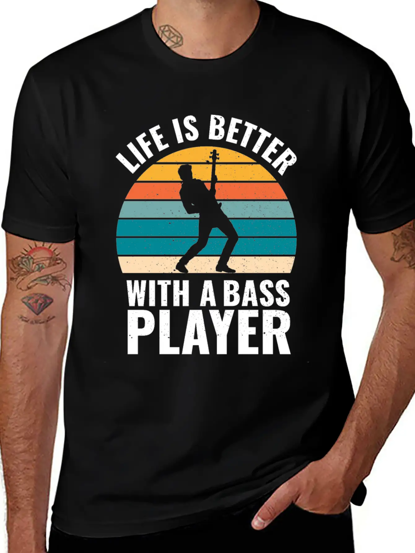 BASSIST QUOTE LIFE IS BETTER WITH A BASS PLAYER Unisex Short Sleeve Soft Cotton T-Shirt – Casual Everyday Wear