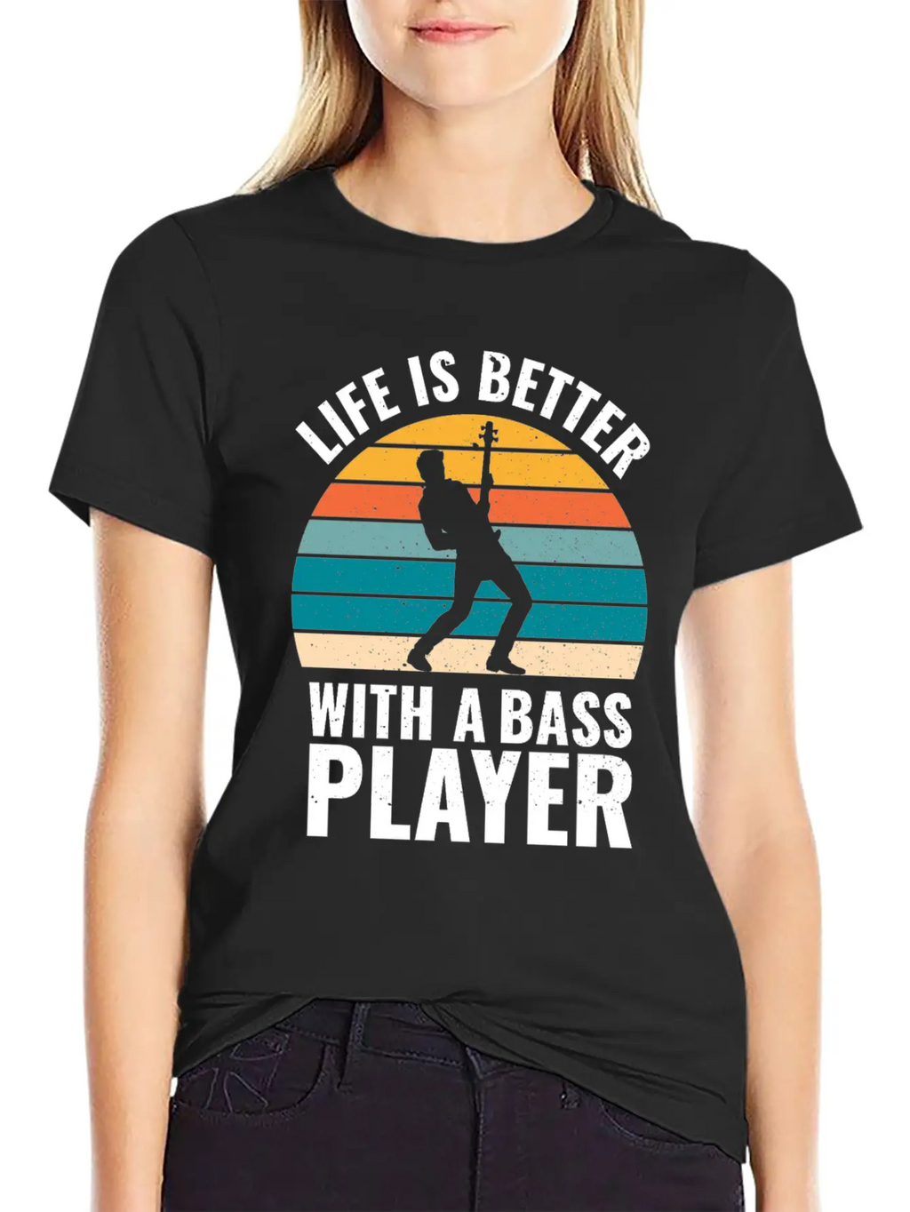 BASSIST QUOTE LIFE IS BETTER WITH A BASS PLAYER Unisex Short Sleeve Soft Cotton T-Shirt – Casual Everyday Wear