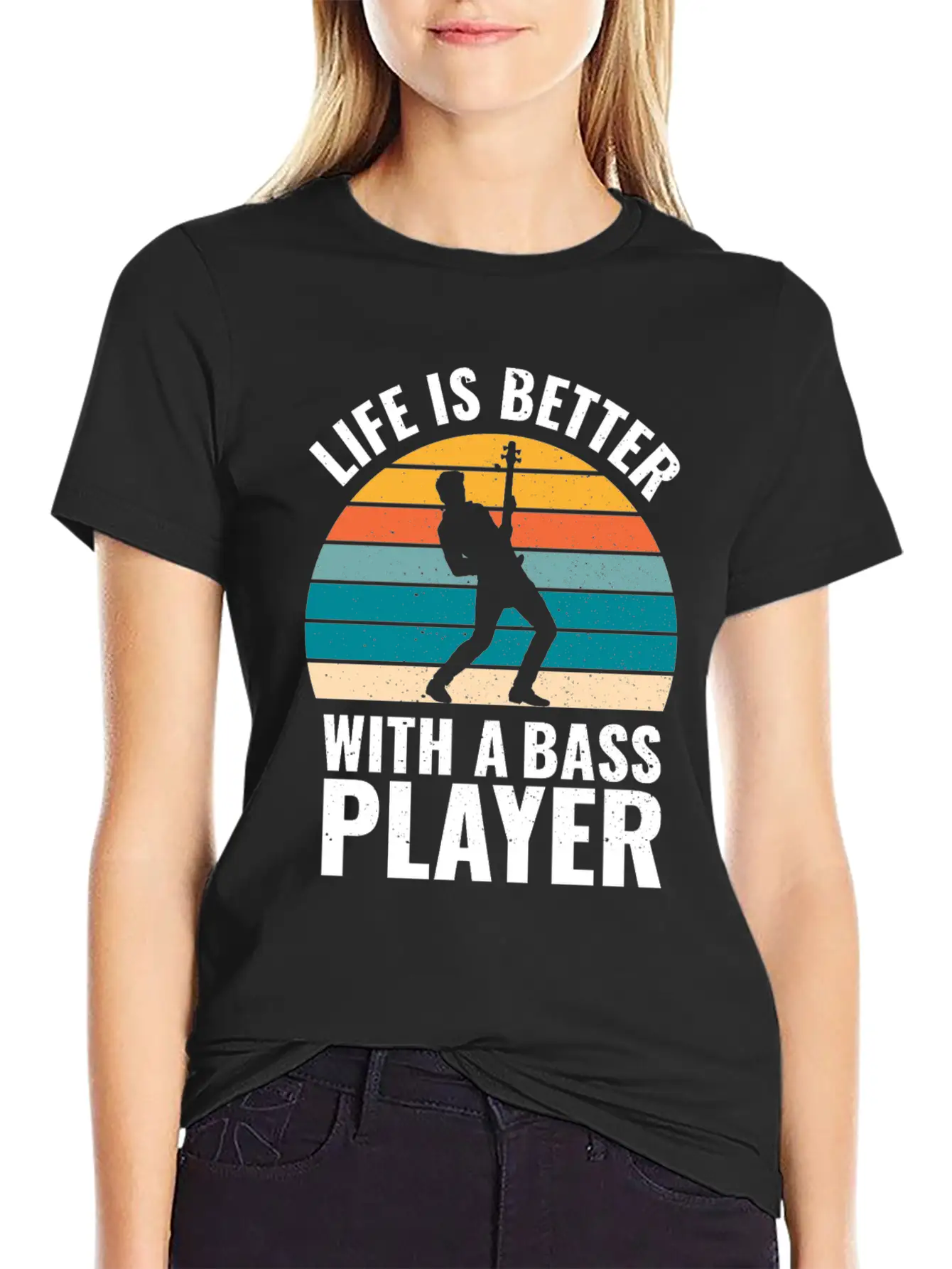 BASSIST QUOTE LIFE IS BETTER WITH A BASS PLAYER Unisex Short Sleeve Soft Cotton T-Shirt – Casual Everyday Wear