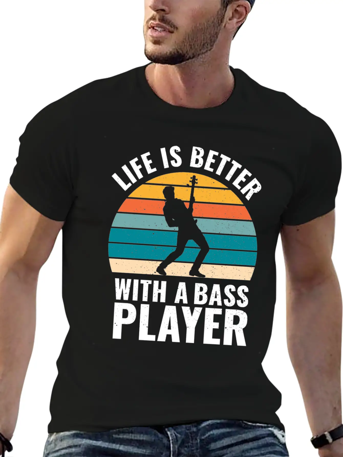 BASSIST QUOTE LIFE IS BETTER WITH A BASS PLAYER Unisex Short Sleeve Soft Cotton T-Shirt – Casual Everyday Wear