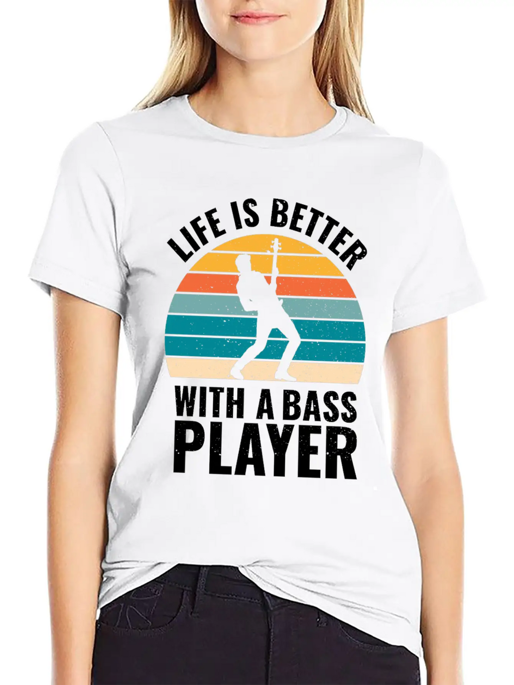 BASSIST QUOTE LIFE IS BETTER WITH A BASS PLAYER Unisex Short Sleeve Soft Cotton T-Shirt – Casual Everyday Wear