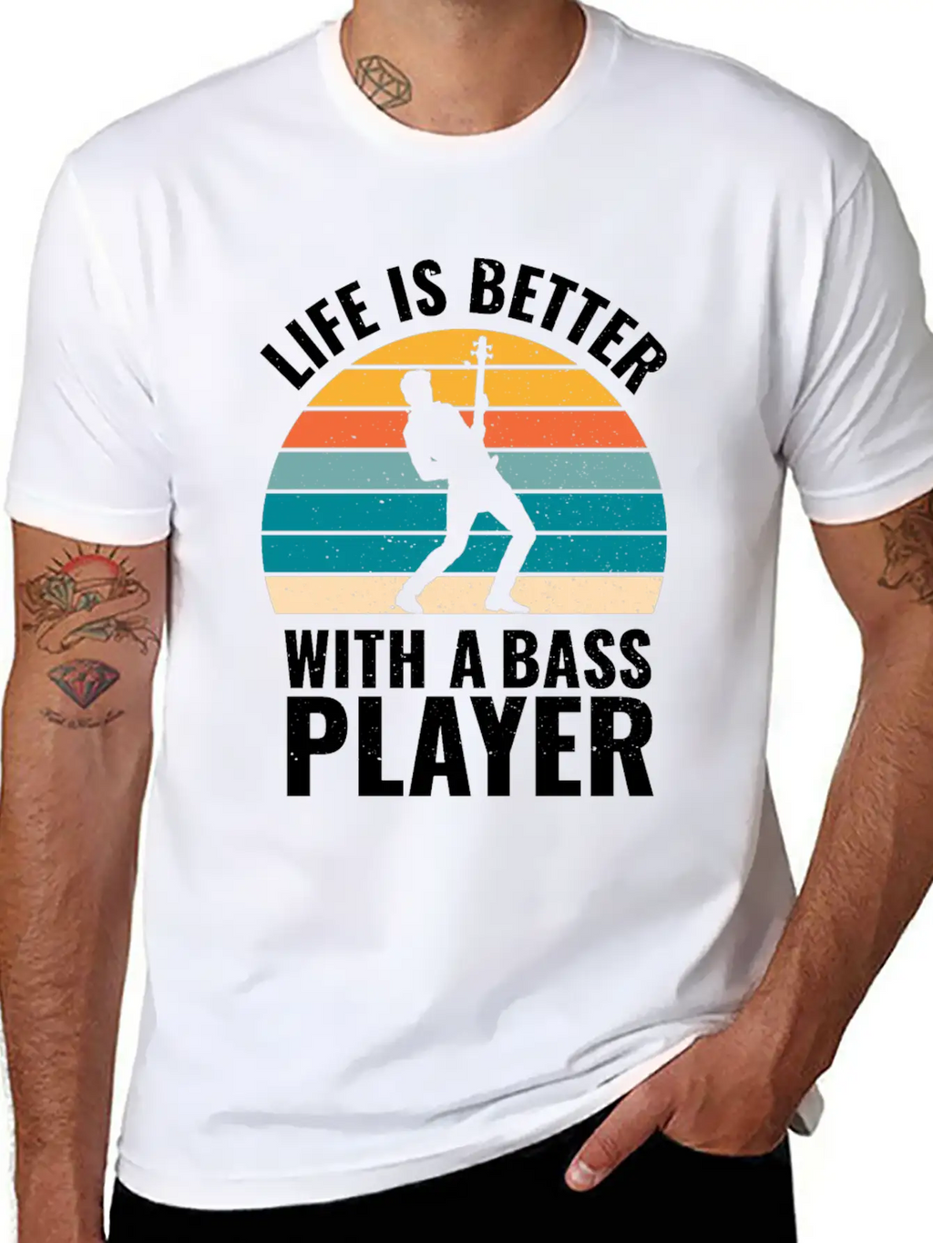 BASSIST QUOTE LIFE IS BETTER WITH A BASS PLAYER Unisex Short Sleeve Soft Cotton T-Shirt – Casual Everyday Wear
