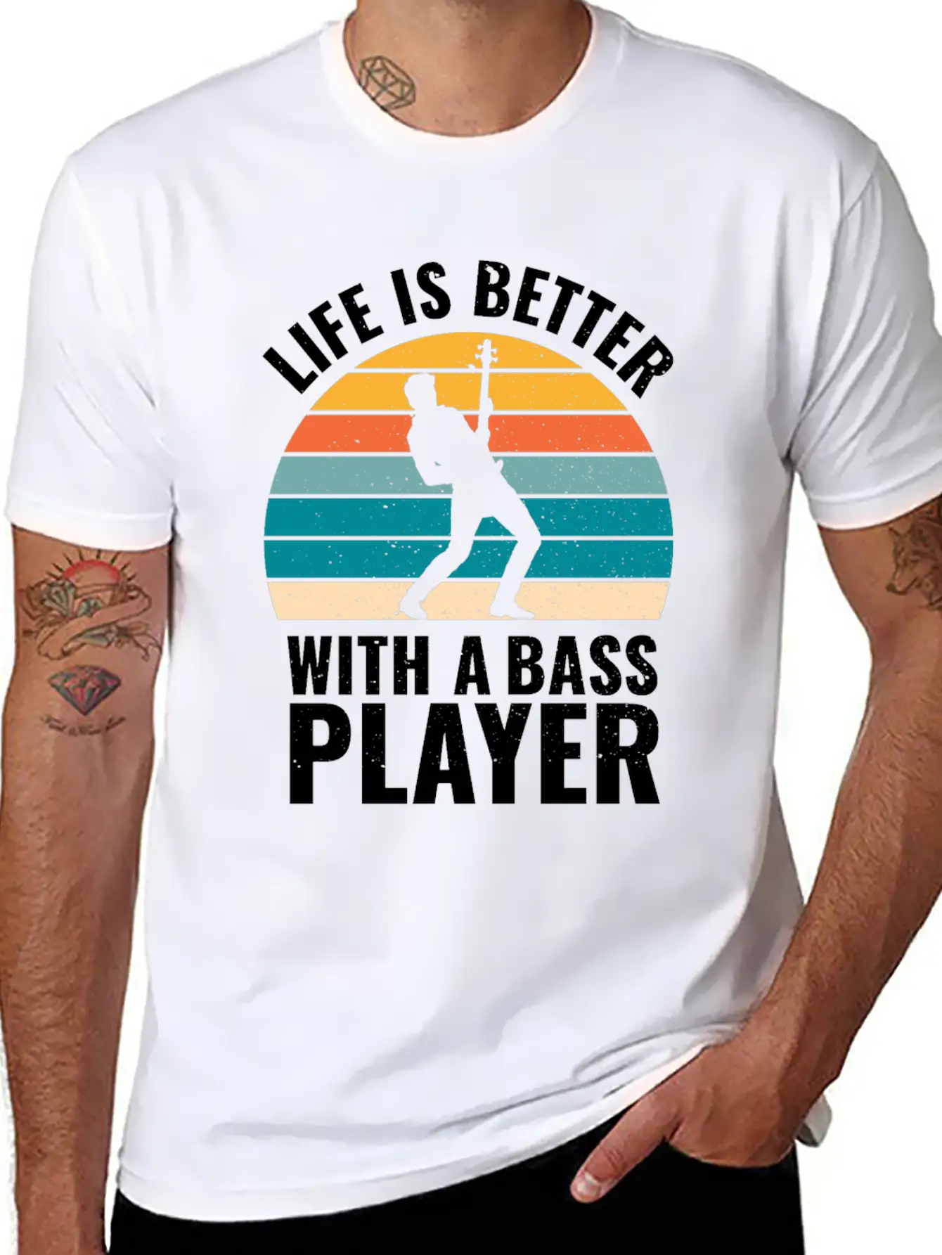 BASSIST QUOTE LIFE IS BETTER WITH A BASS PLAYER Unisex Short Sleeve Soft Cotton T-Shirt – Casual Everyday Wear