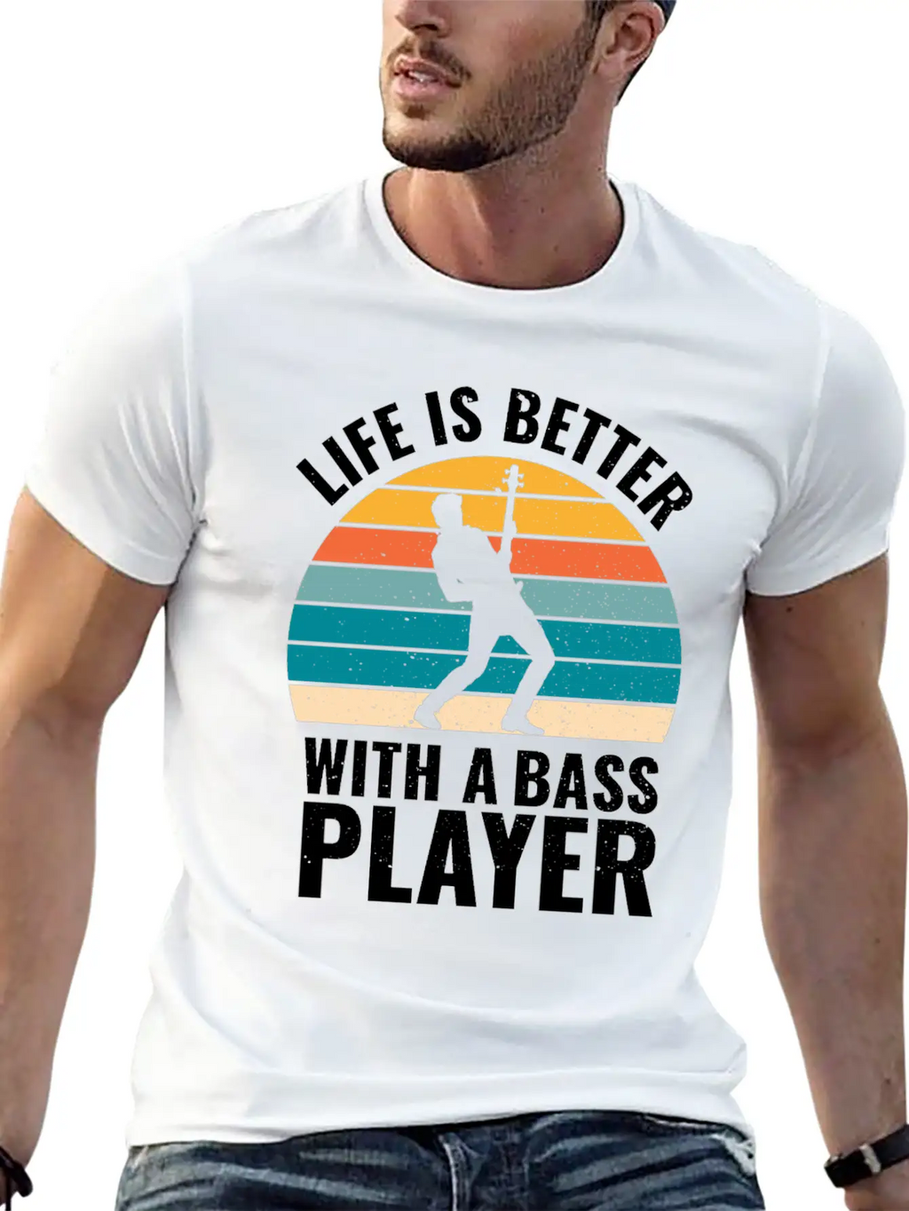 BASSIST QUOTE LIFE IS BETTER WITH A BASS PLAYER Unisex Short Sleeve Soft Cotton T-Shirt – Casual Everyday Wear