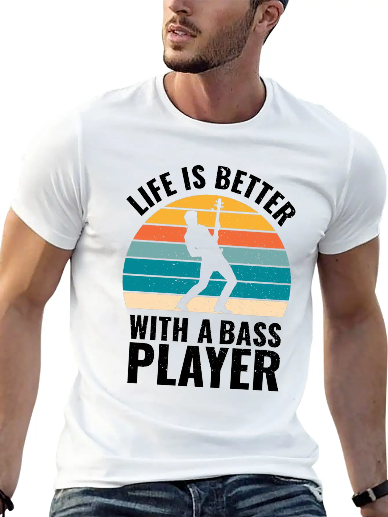 BASSIST QUOTE LIFE IS BETTER WITH A BASS PLAYER Unisex Short Sleeve Soft Cotton T-Shirt – Casual Everyday Wear