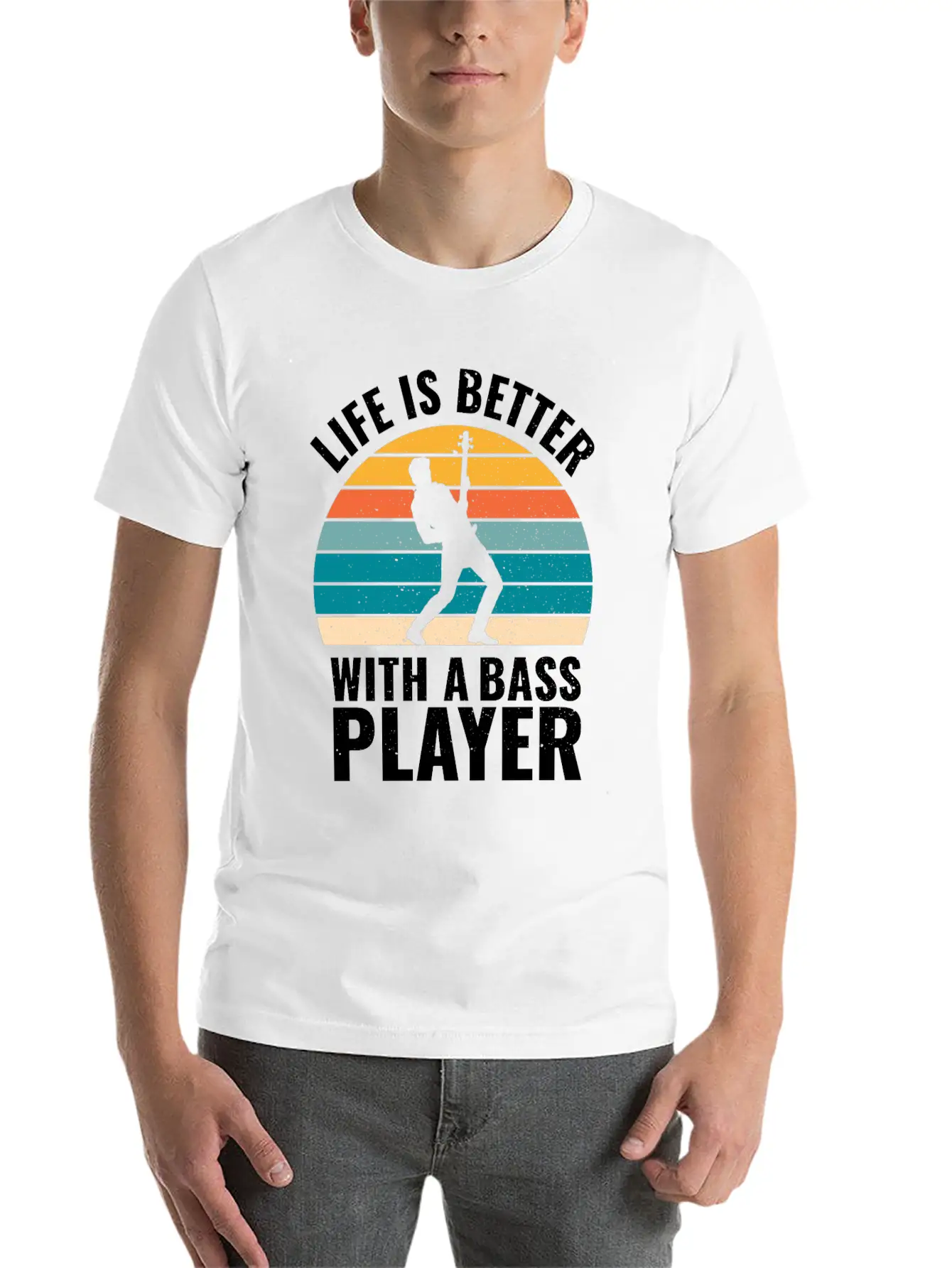 BASSIST QUOTE LIFE IS BETTER WITH A BASS PLAYER Unisex Short Sleeve Soft Cotton T-Shirt – Casual Everyday Wear