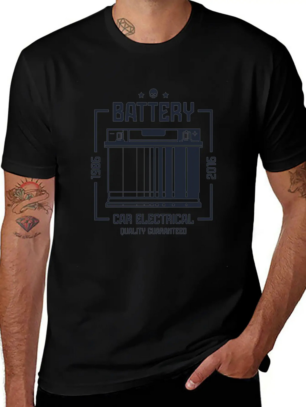 Battery Car Electronical Casual Graphic T-Shirt – Simple And Comfortable Daily Wear