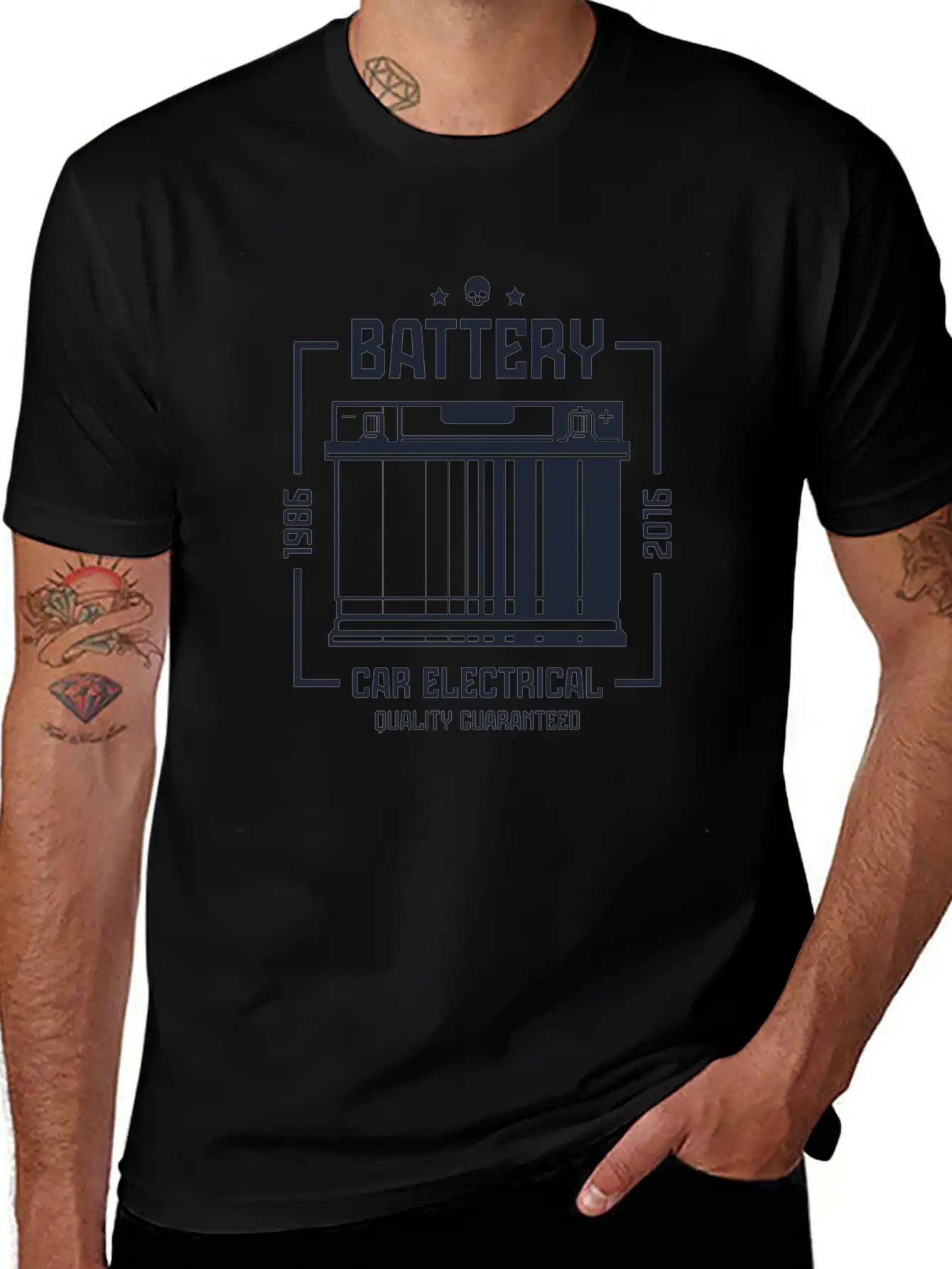 Battery Car Electronical Casual Graphic T-Shirt – Simple And Comfortable Daily Wear