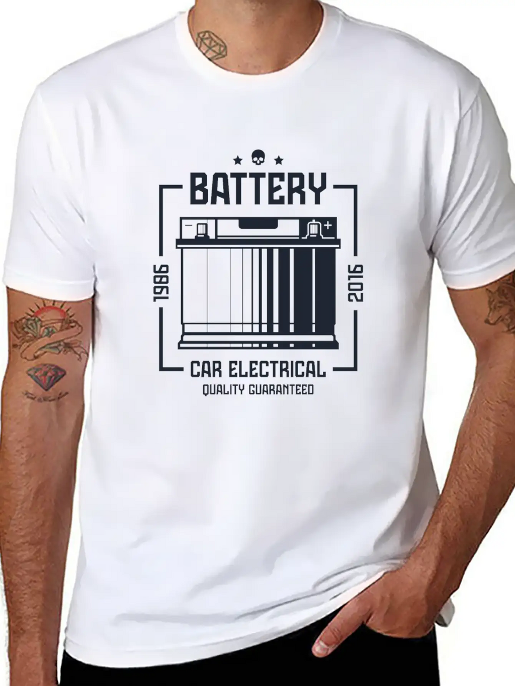 Battery Car Electronical Casual Graphic T-Shirt – Simple And Comfortable Daily Wear