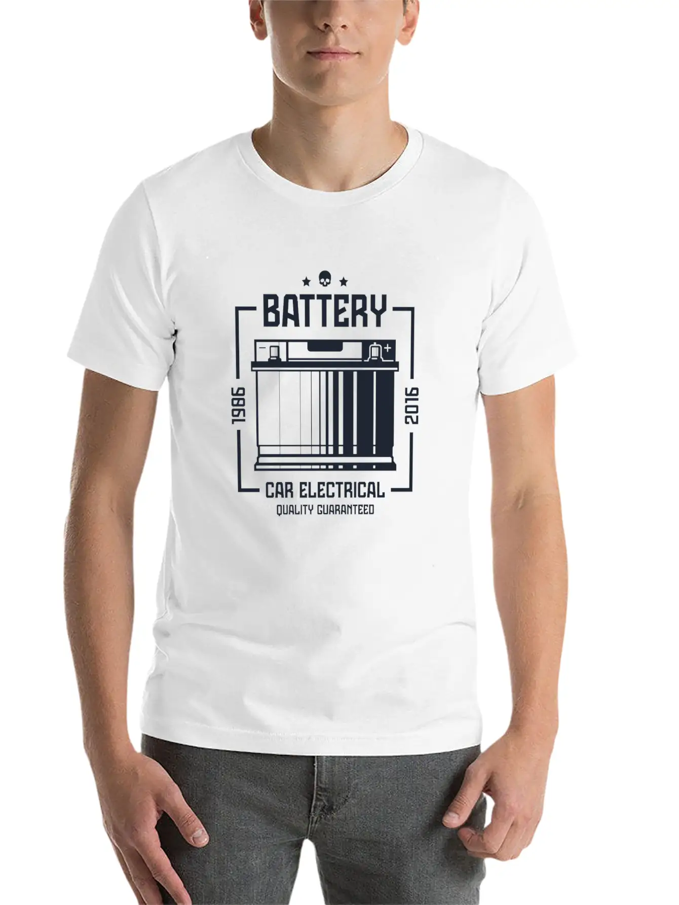 Battery Car Electronical Casual Graphic T-Shirt – Simple And Comfortable Daily Wear