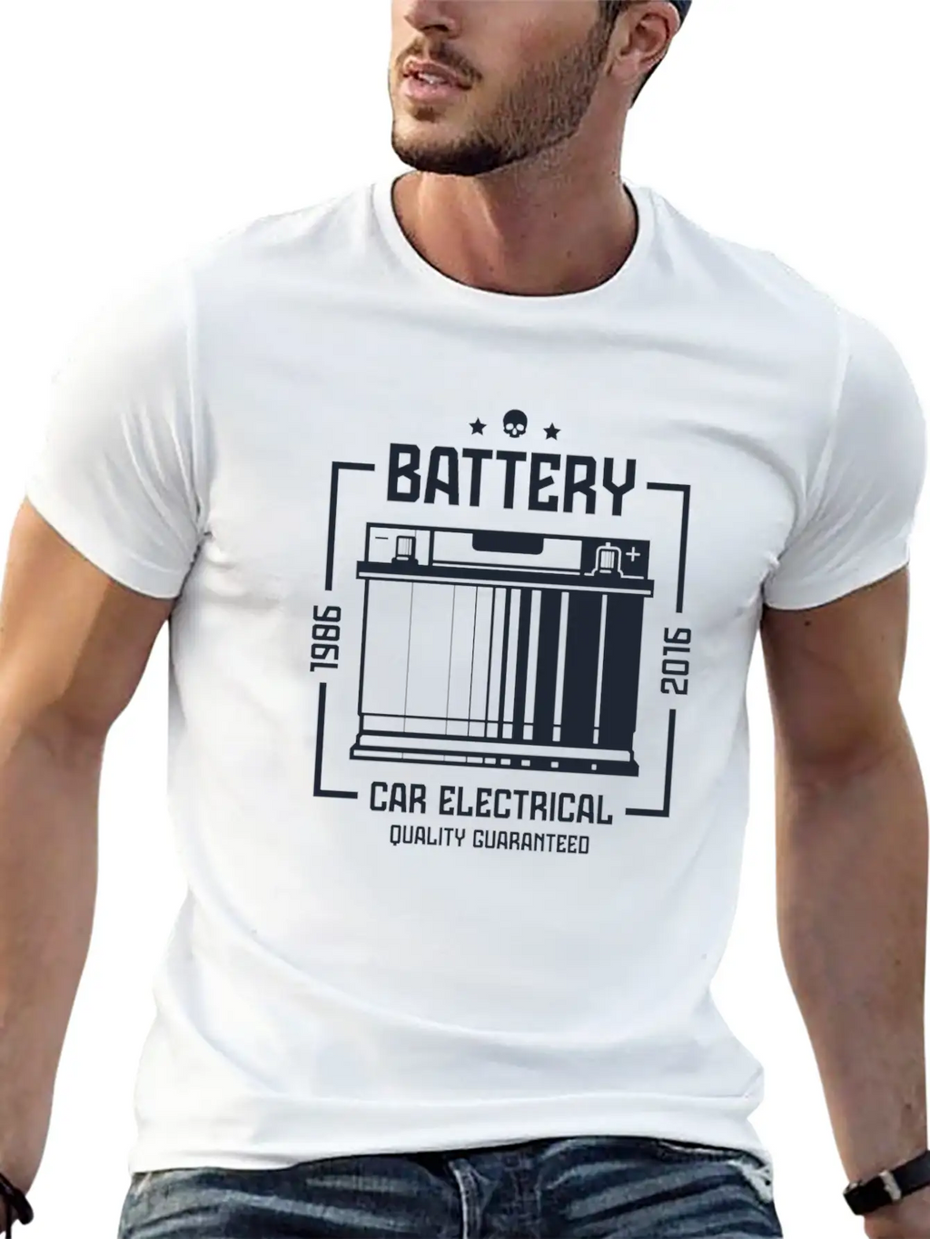 Battery Car Electronical Casual Graphic T-Shirt – Simple And Comfortable Daily Wear
