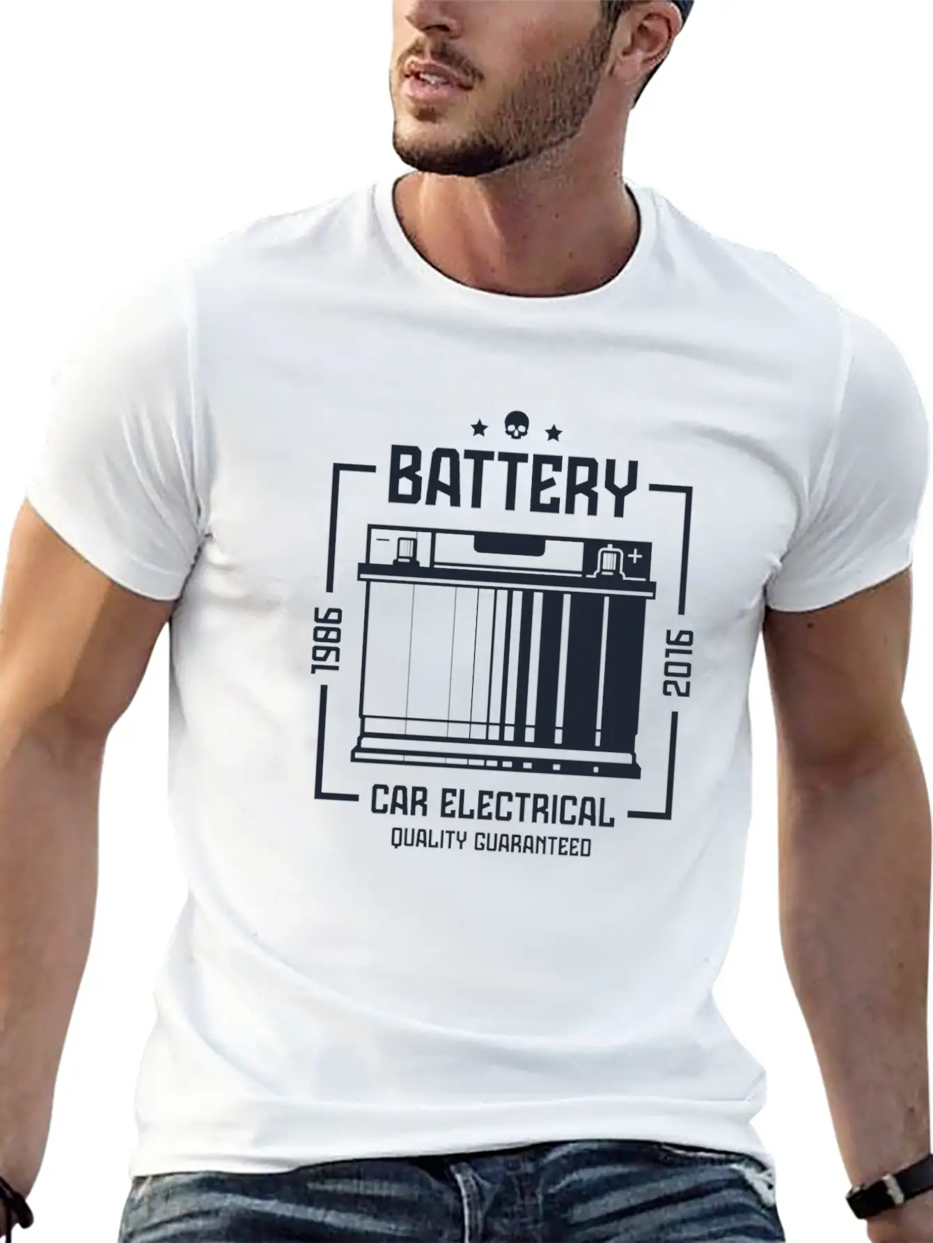Battery Car Electronical Casual Graphic T-Shirt – Simple And Comfortable Daily Wear