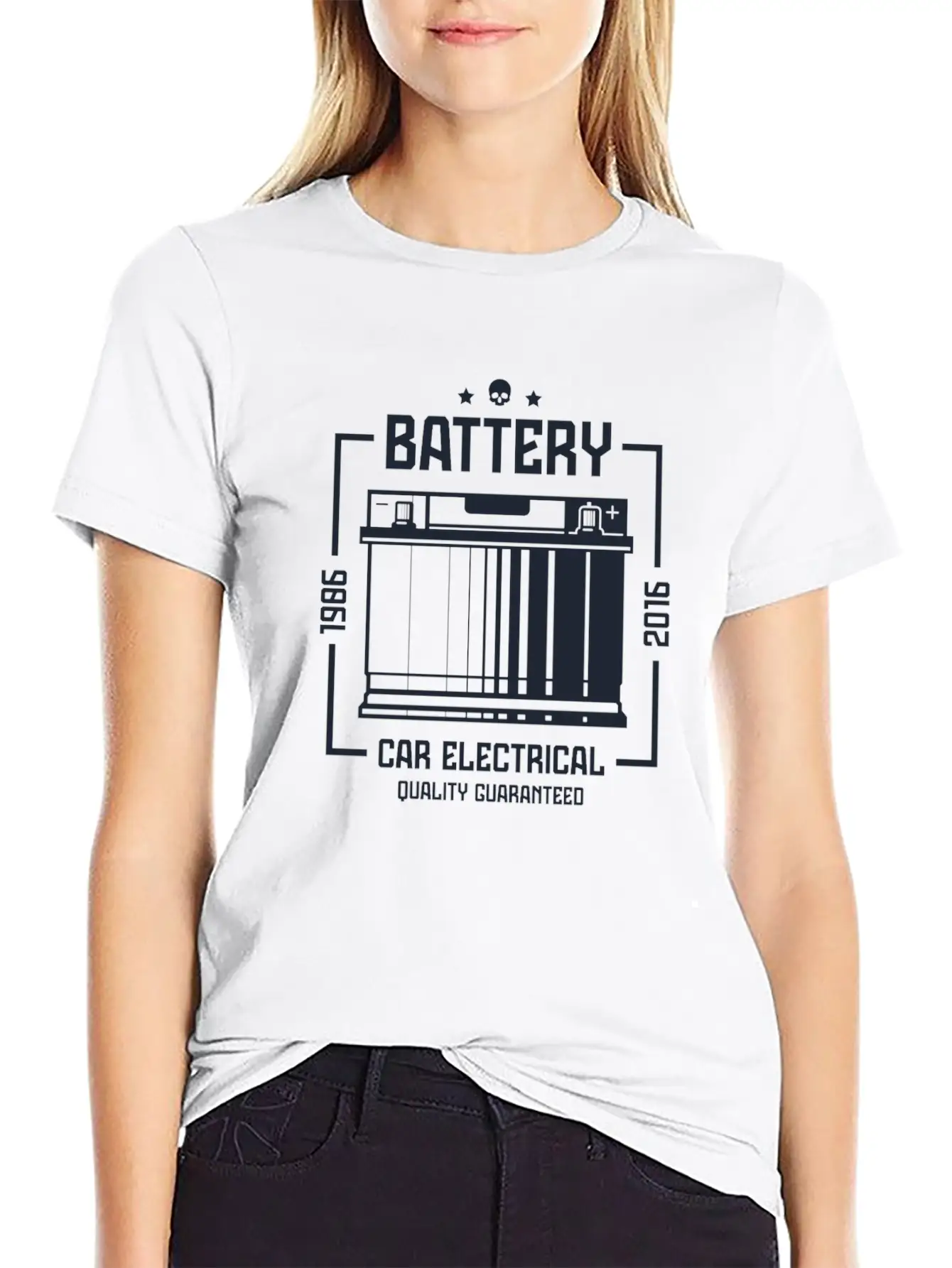 Battery Car Electronical Casual Graphic T-Shirt – Simple And Comfortable Daily Wear