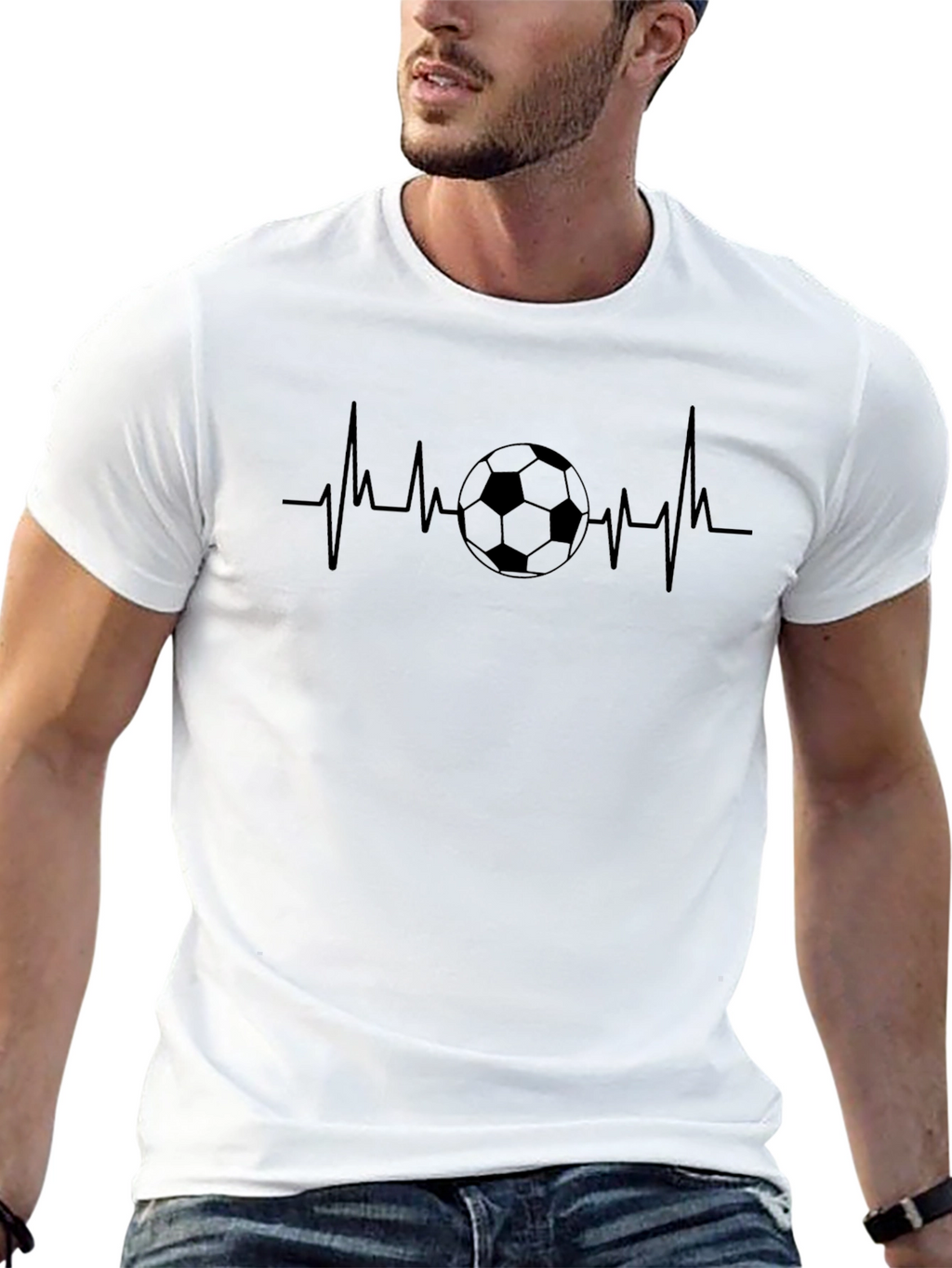 Soccer Heartbeat Black T-Shirt