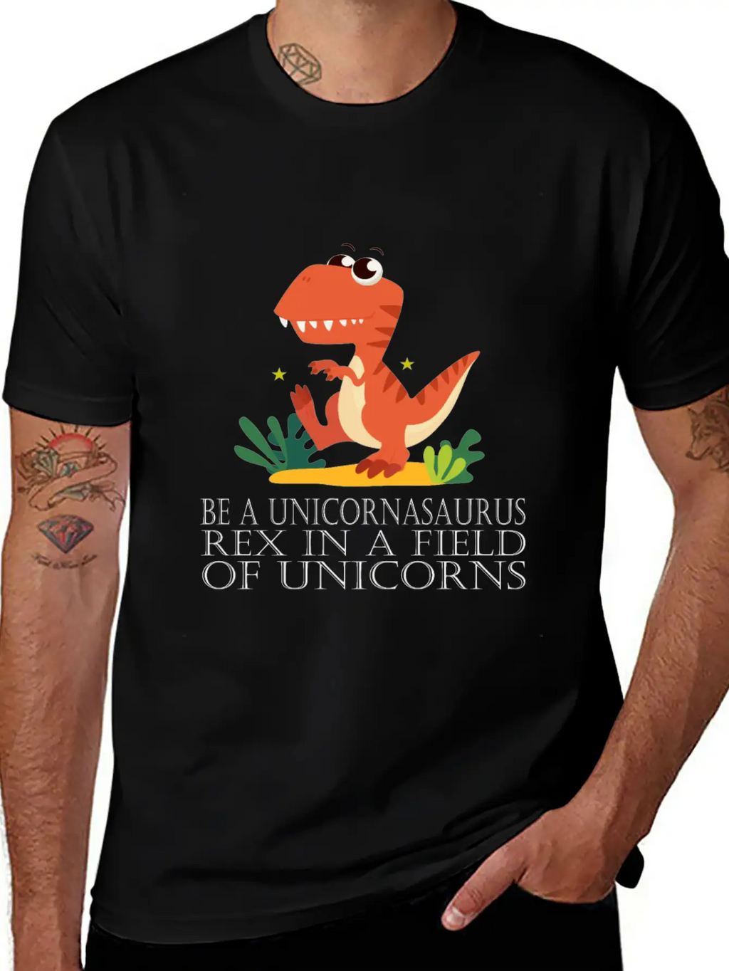 Be A Unicornasaurus Rex In A Field Of Unicorns Casual Graphic T-Shirt – Simple And Comfortable Daily Wear