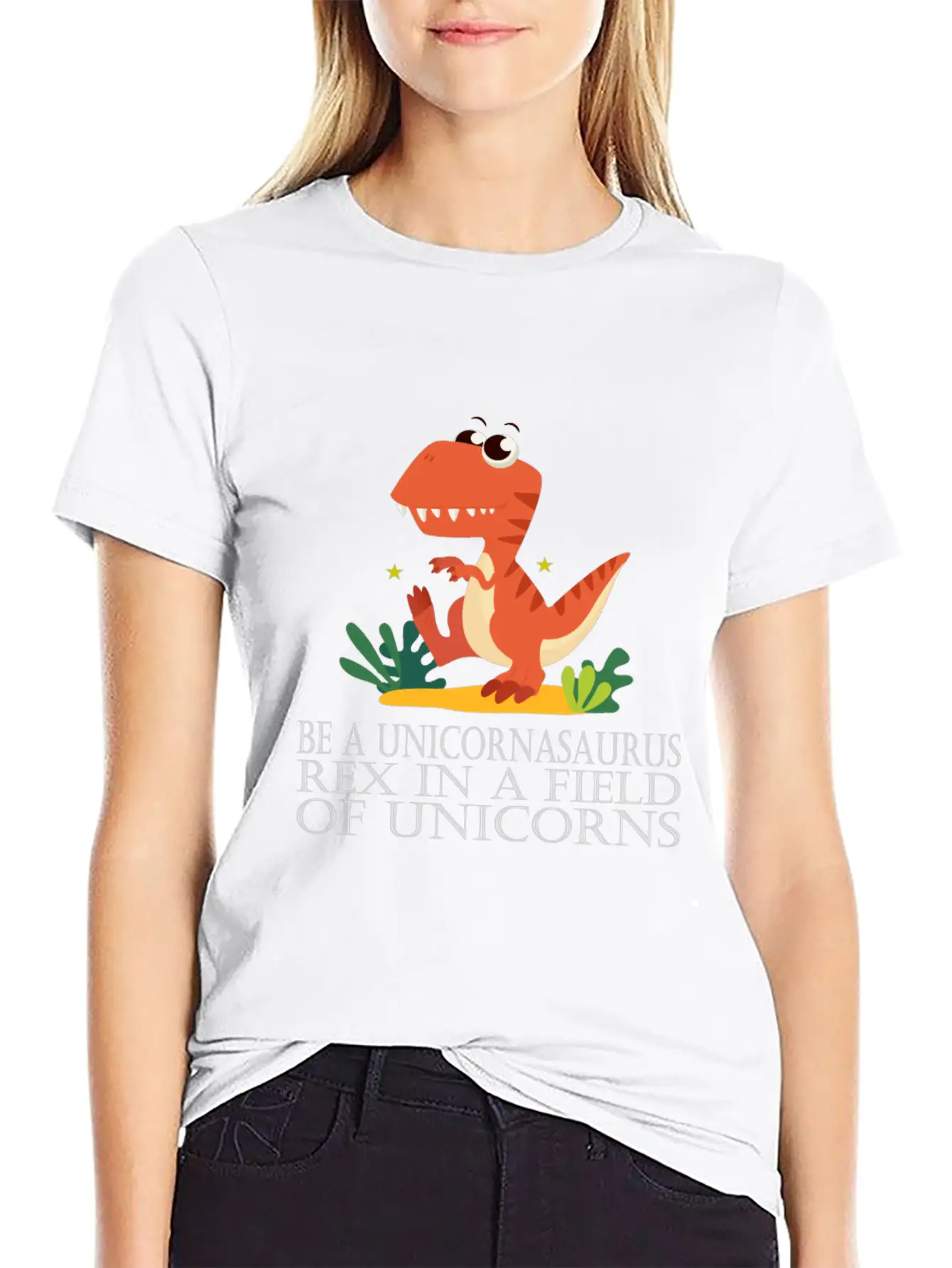 Be A Unicornasaurus Rex In A Field Of Unicorns Casual Graphic T-Shirt – Simple And Comfortable Daily Wear