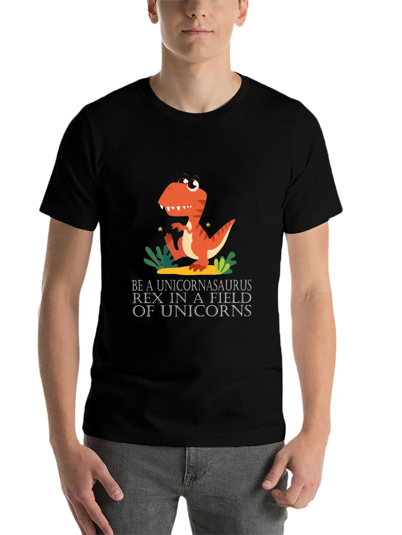Be A Unicornasaurus Rex In A Field Of Unicorns Casual Graphic T-Shirt – Simple And Comfortable Daily Wear