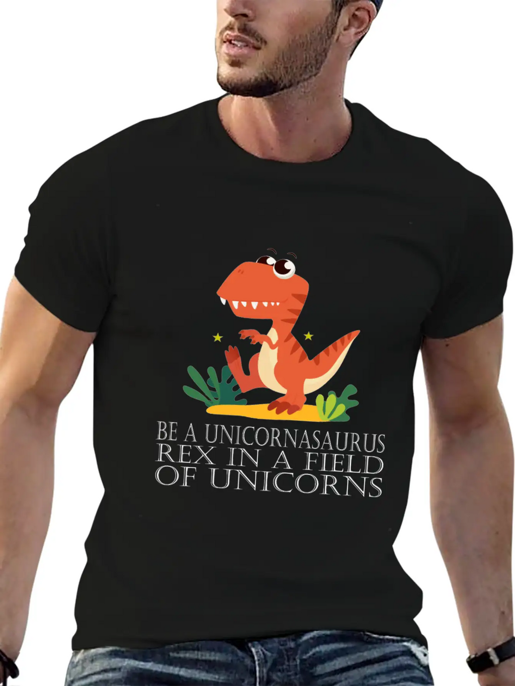 Be A Unicornasaurus Rex In A Field Of Unicorns Casual Graphic T-Shirt – Simple And Comfortable Daily Wear