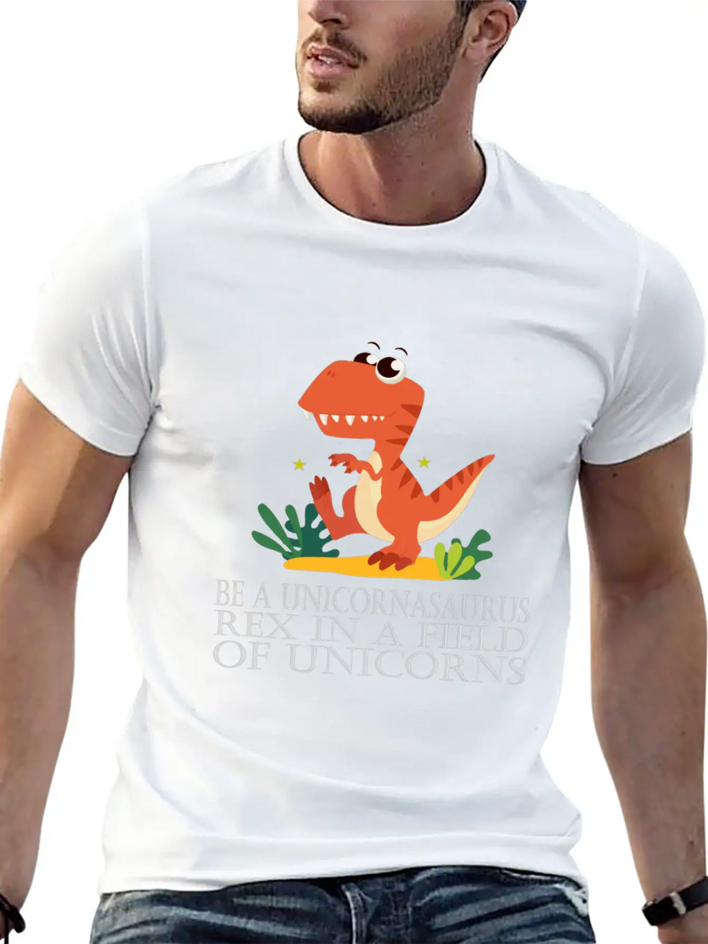 Be A Unicornasaurus Rex In A Field Of Unicorns Casual Graphic T-Shirt – Simple And Comfortable Daily Wear