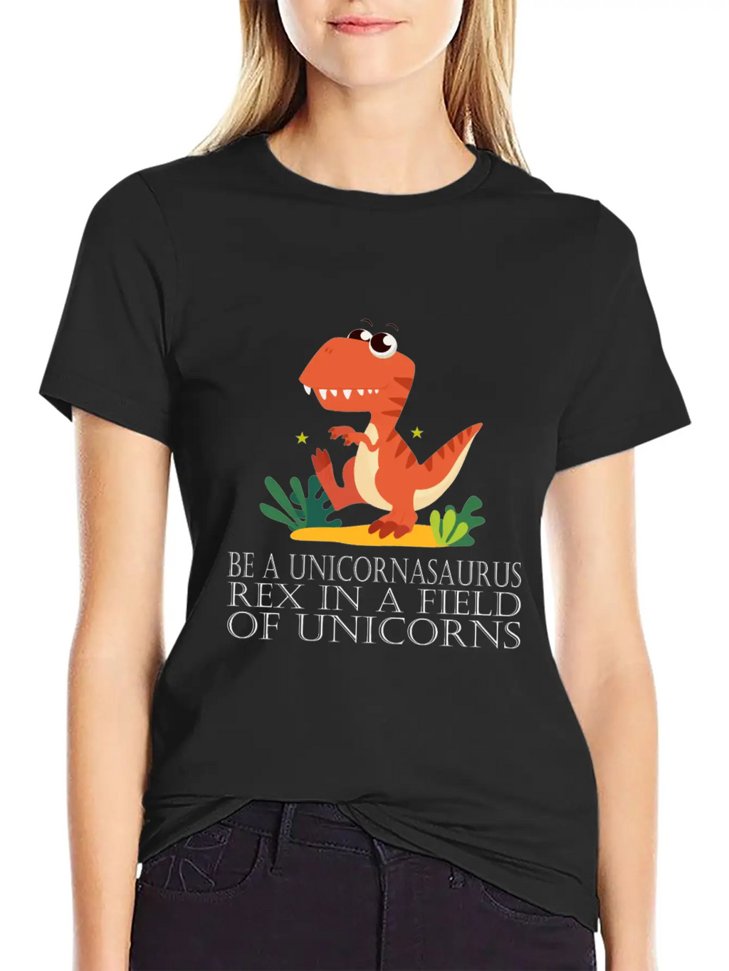 Be A Unicornasaurus Rex In A Field Of Unicorns Casual Graphic T-Shirt – Simple And Comfortable Daily Wear