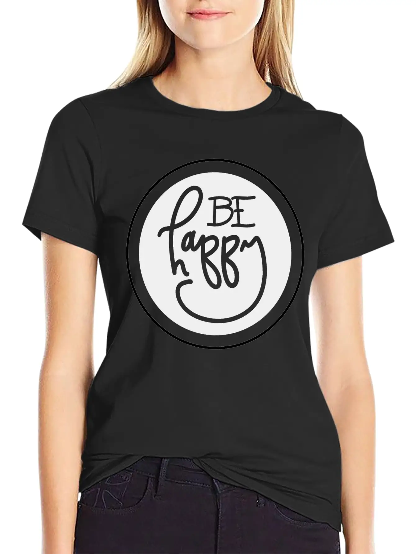 Be Happy Unisex Short Sleeve Soft Cotton T-Shirt – Casual Everyday Wear