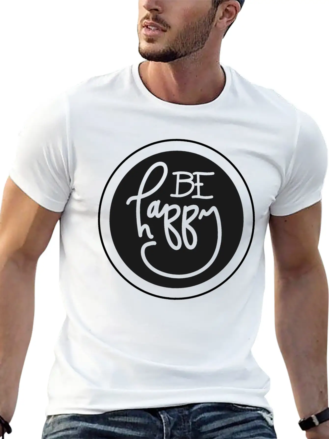 Be Happy Unisex Short Sleeve Soft Cotton T-Shirt – Casual Everyday Wear