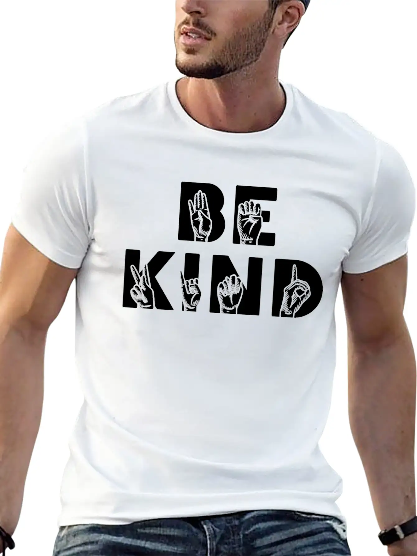 Be Kind ASL Disabilities Awareness Stylish Everyday T-Shirt – Unisex Basic Cotton Tee