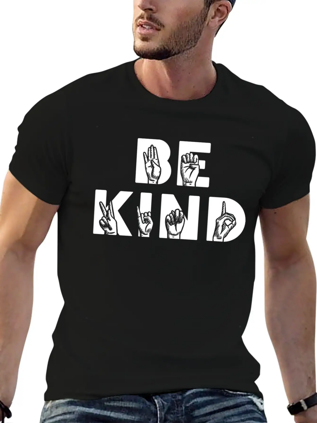 Be Kind ASL Disabilities Awareness Stylish Everyday T-Shirt – Unisex Basic Cotton Tee