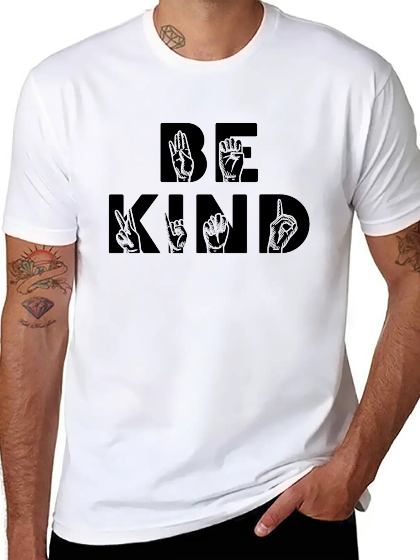 Be Kind ASL Disabilities Awareness Stylish Everyday T-Shirt – Unisex Basic Cotton Tee