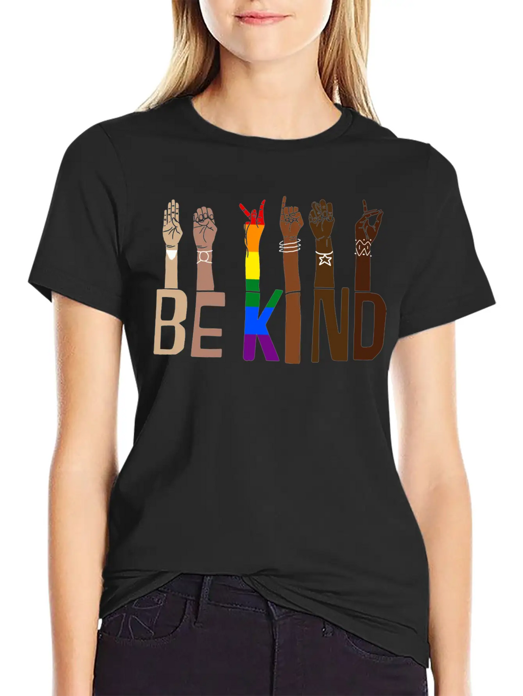 Be Kind Hand Sign Language Lgbt Pride Stylish Everyday T-Shirt – Unisex Basic Cotton Tee