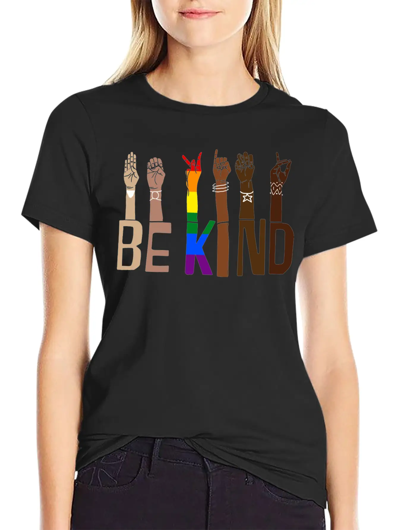 Be Kind Hand Sign Language Lgbt Pride Stylish Everyday T-Shirt – Unisex Basic Cotton Tee