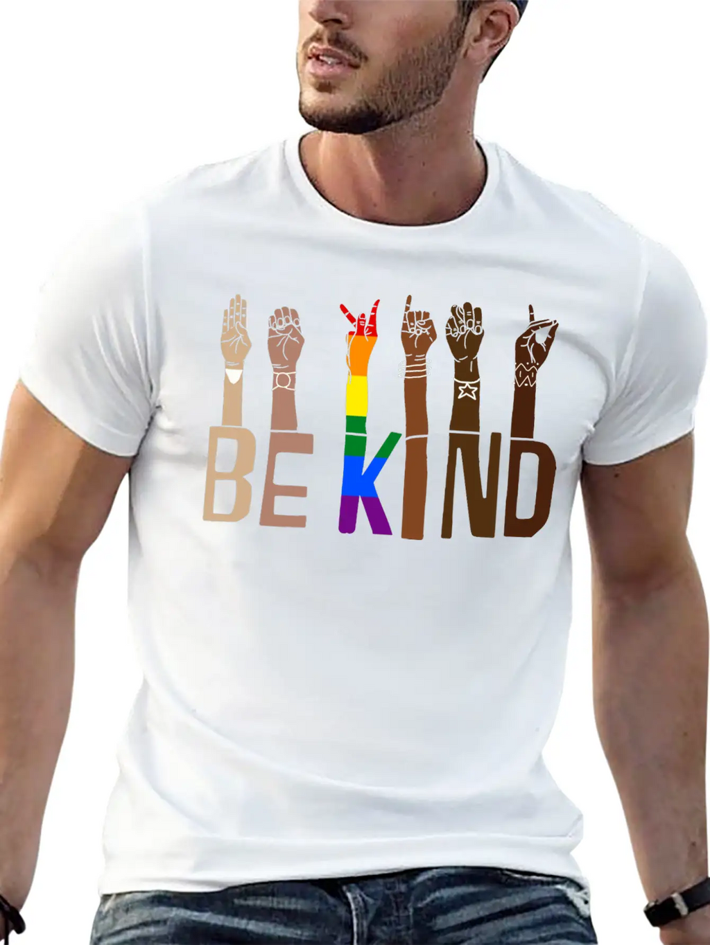 Be Kind Hand Sign Language Lgbt Pride Stylish Everyday T-Shirt – Unisex Basic Cotton Tee