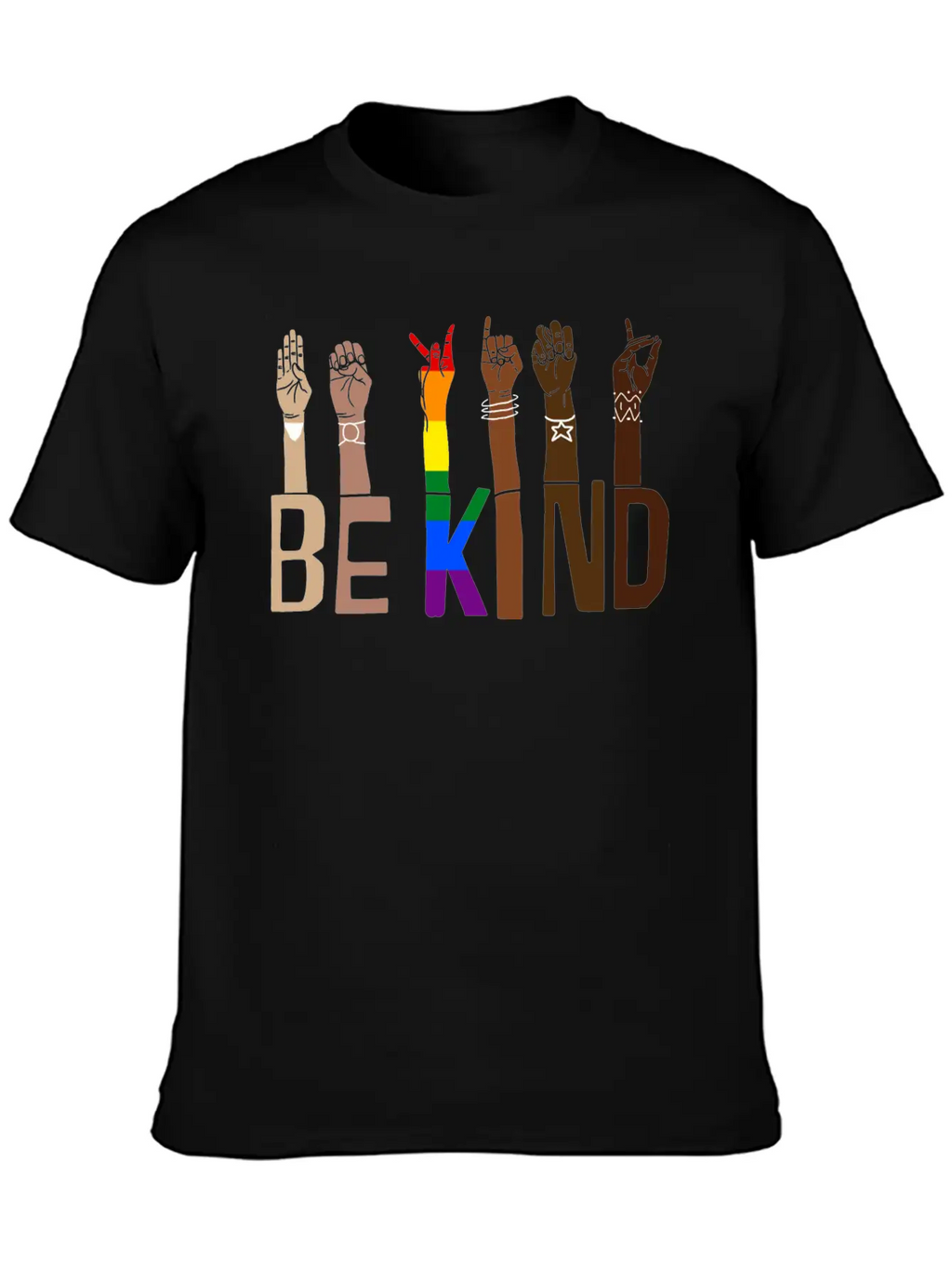 Be Kind Hand Sign Language Lgbt Pride Stylish Everyday T-Shirt – Unisex Basic Cotton Tee