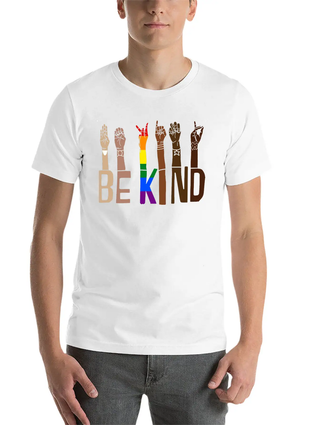Be Kind Hand Sign Language Lgbt Pride Stylish Everyday T-Shirt – Unisex Basic Cotton Tee