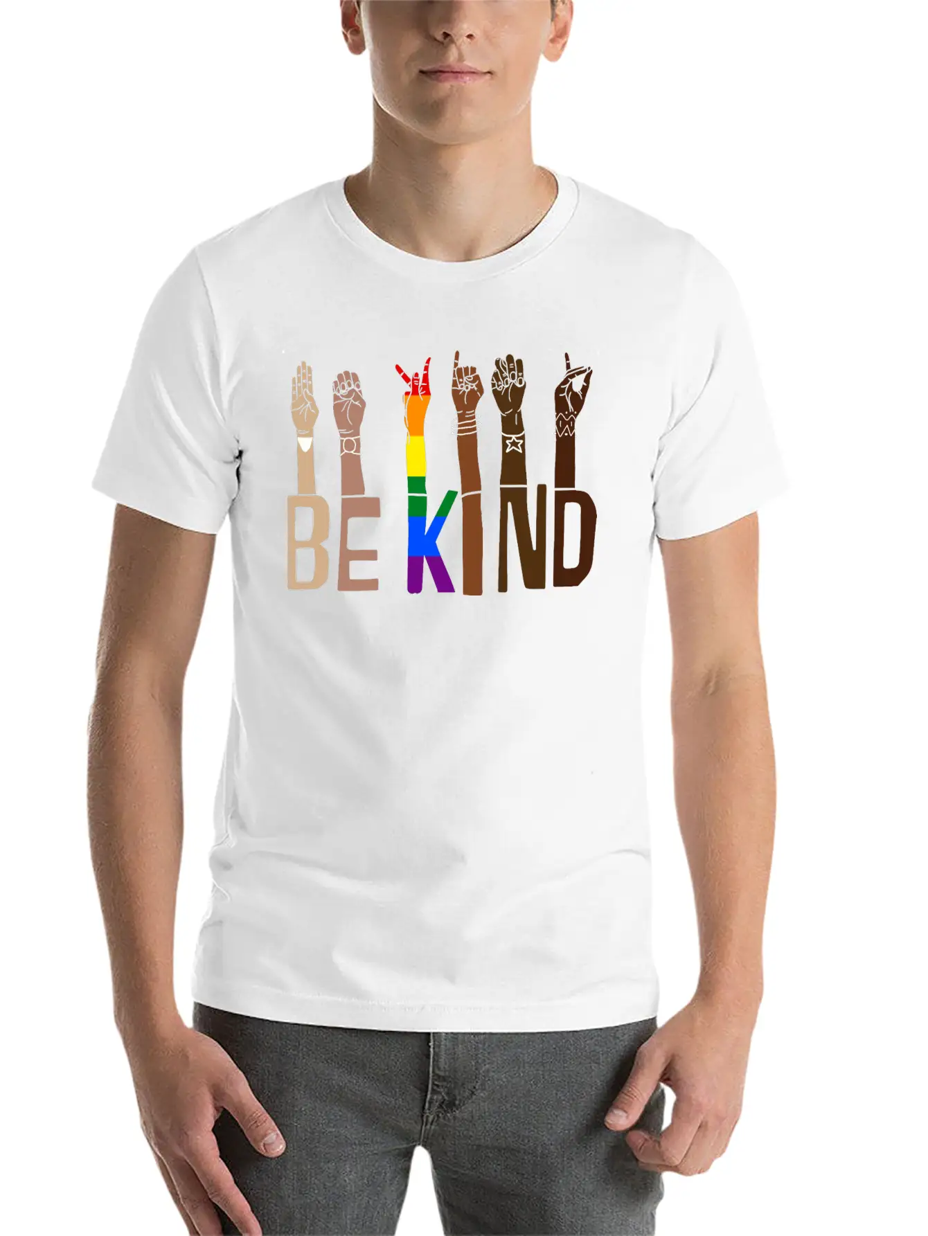 Be Kind Hand Sign Language Lgbt Pride Stylish Everyday T-Shirt – Unisex Basic Cotton Tee