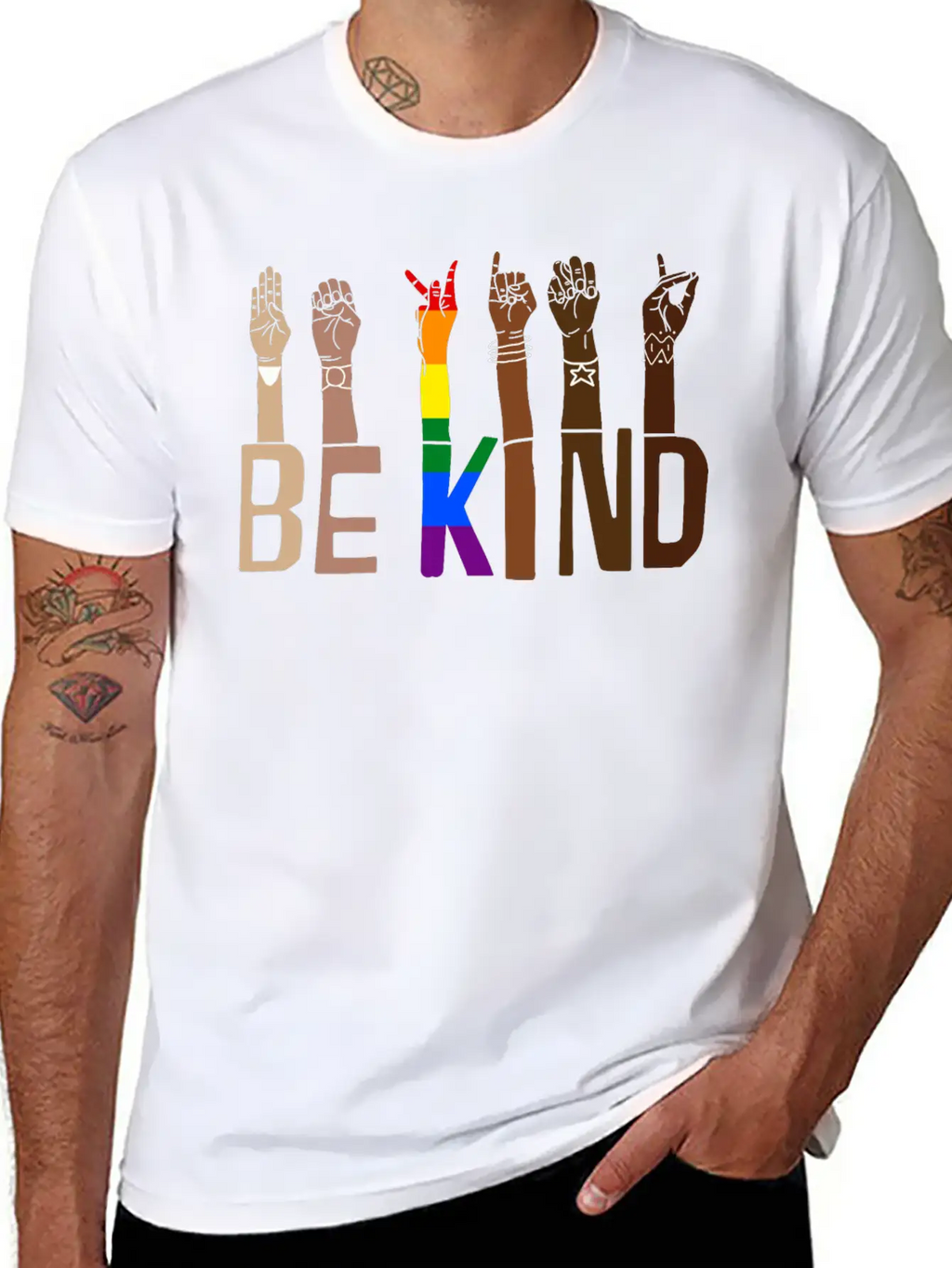 Be Kind Hand Sign Language Lgbt Pride Stylish Everyday T-Shirt – Unisex Basic Cotton Tee