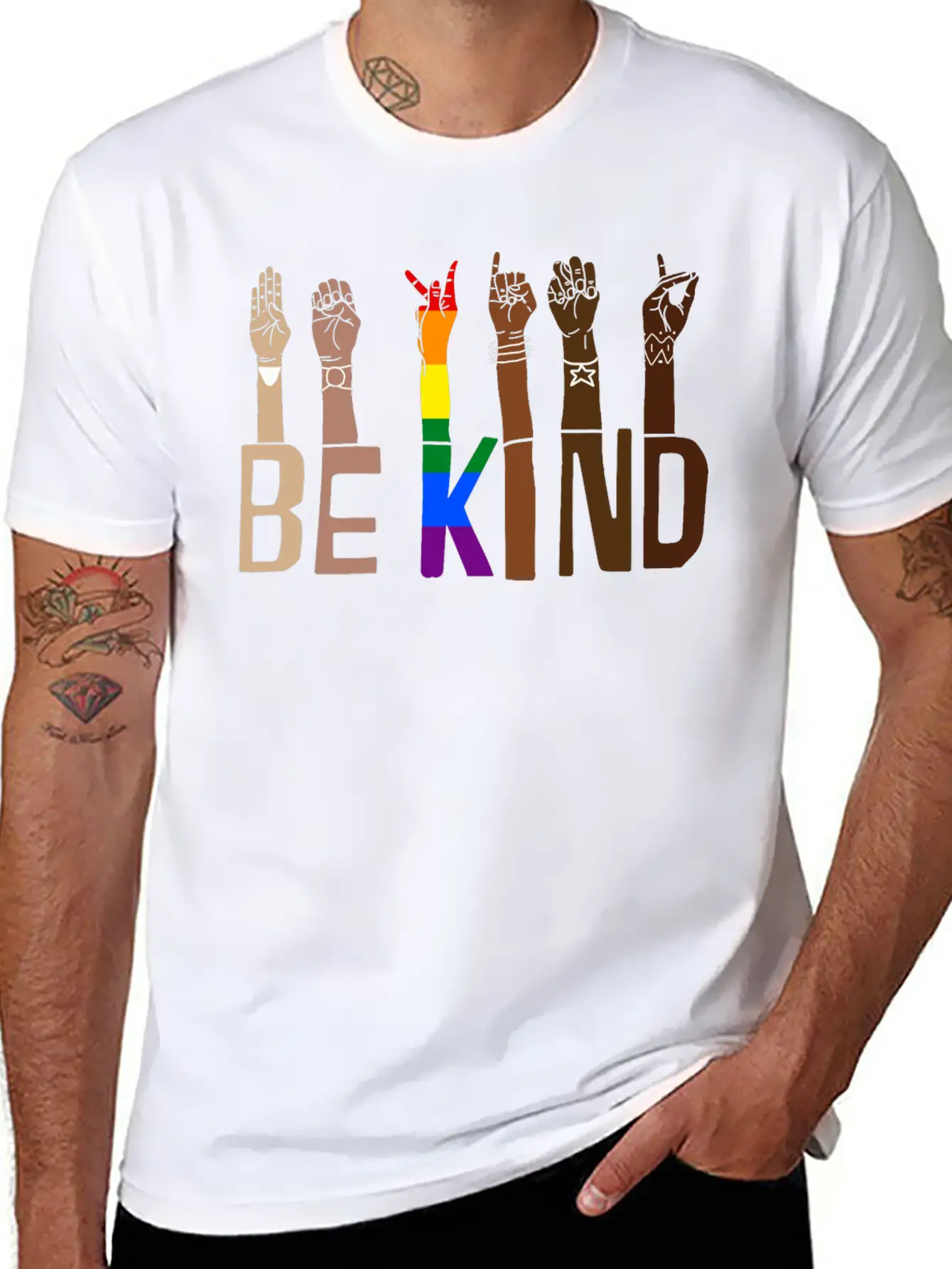 Be Kind Hand Sign Language Lgbt Pride Stylish Everyday T-Shirt – Unisex Basic Cotton Tee