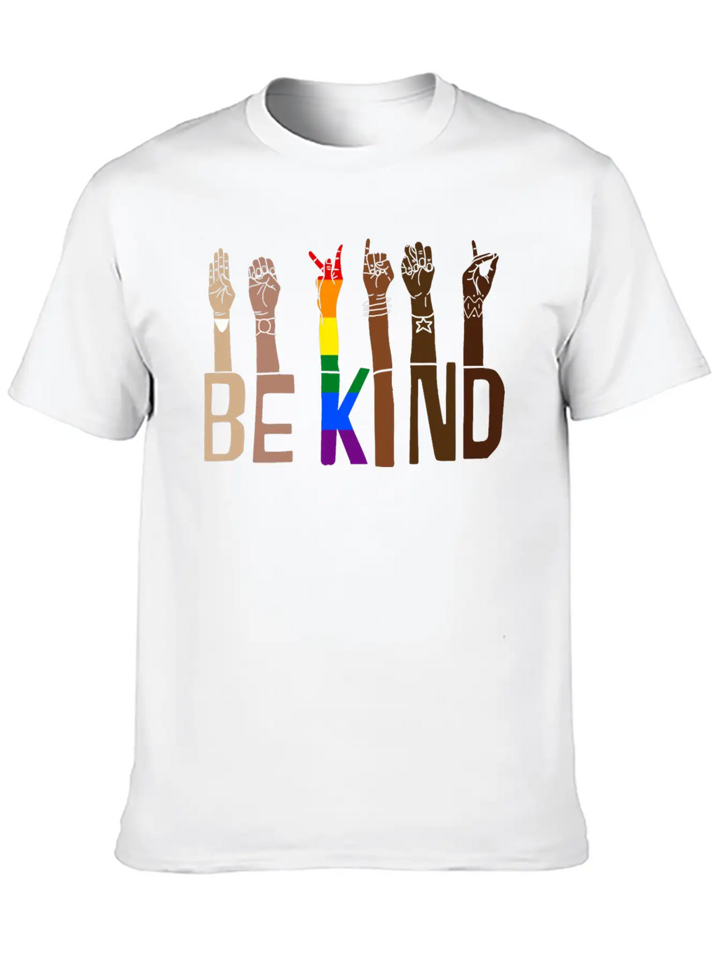 Be Kind Hand Sign Language Lgbt Pride Stylish Everyday T-Shirt – Unisex Basic Cotton Tee
