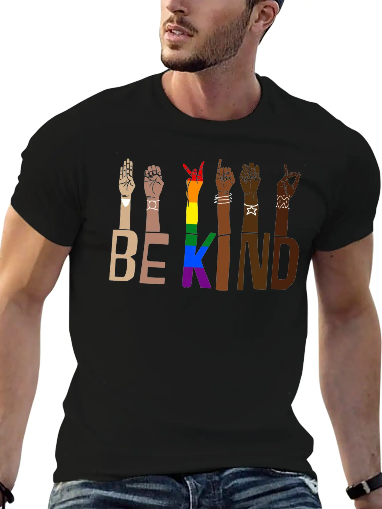 Be Kind Hand Sign Language Lgbt Pride Stylish Everyday T-Shirt – Unisex Basic Cotton Tee