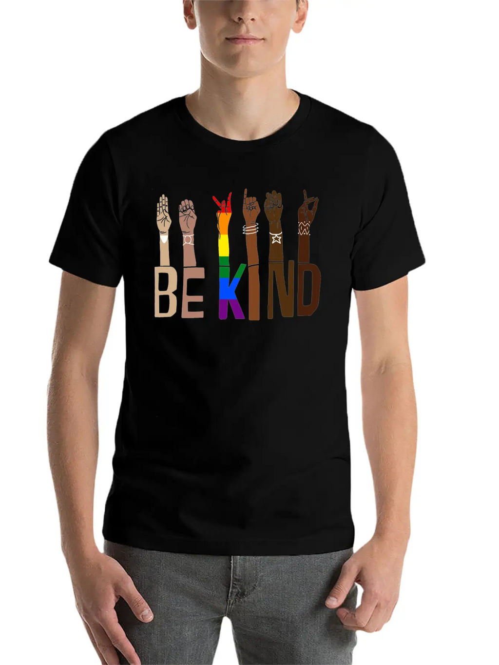 Be Kind Hand Sign Language Lgbt Pride Stylish Everyday T-Shirt – Unisex Basic Cotton Tee